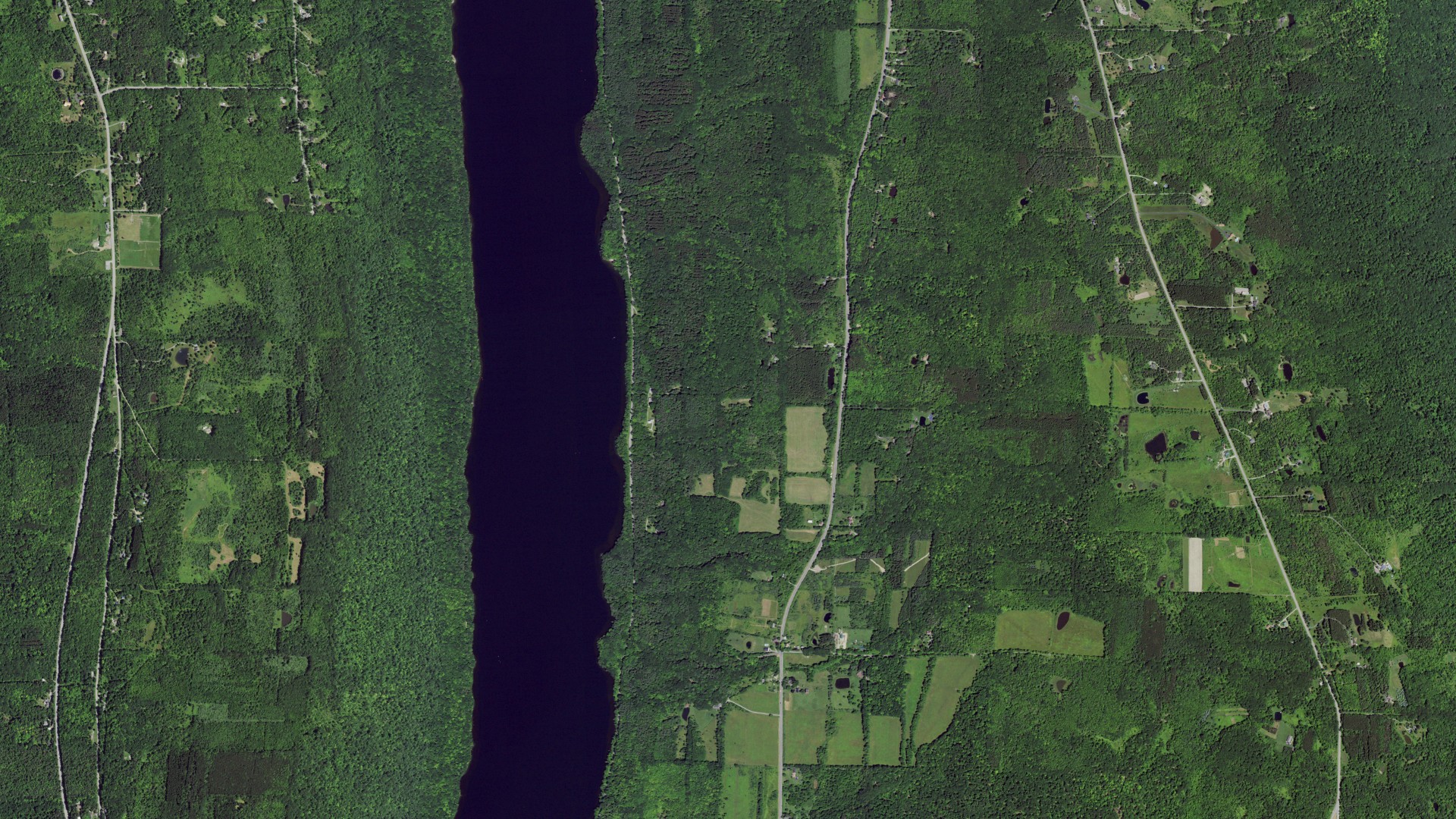 Aerial view of land around Canadice, New York