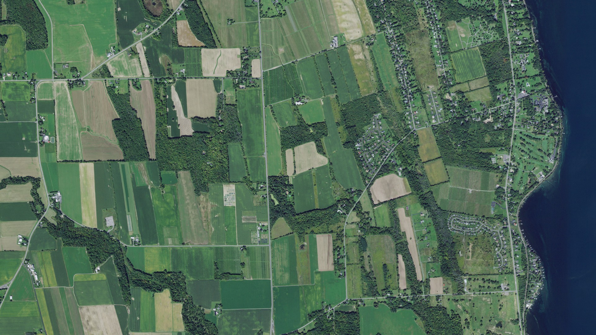Aerial view of land around Geneva, New York