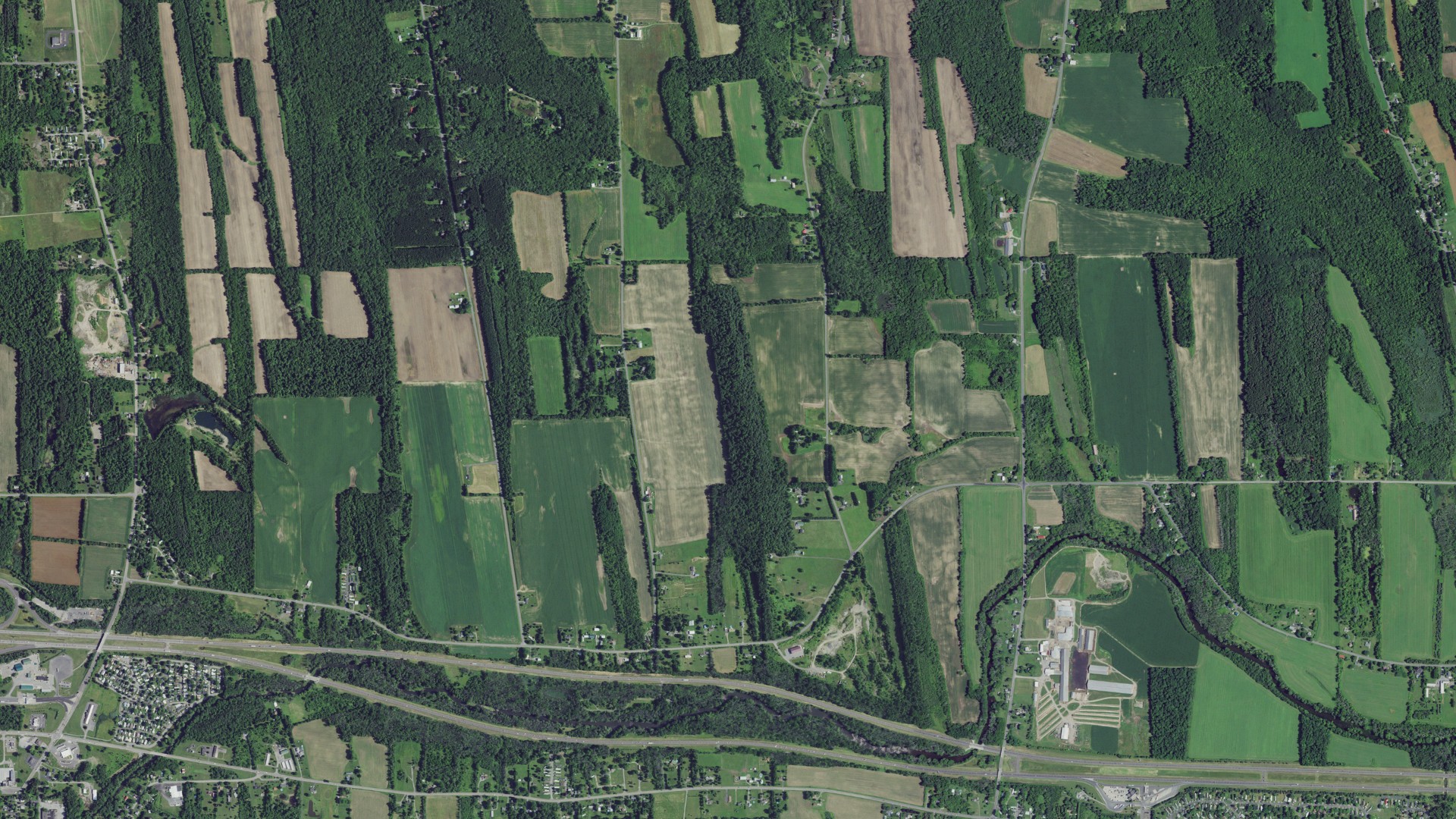 Aerial view of land around Manchester, New York