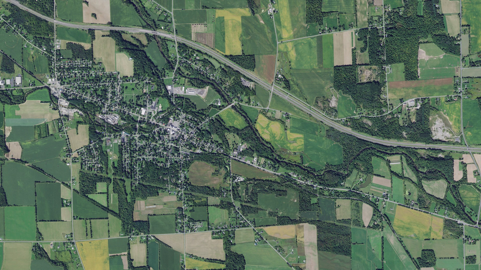 Aerial view of land around Phelps, New York