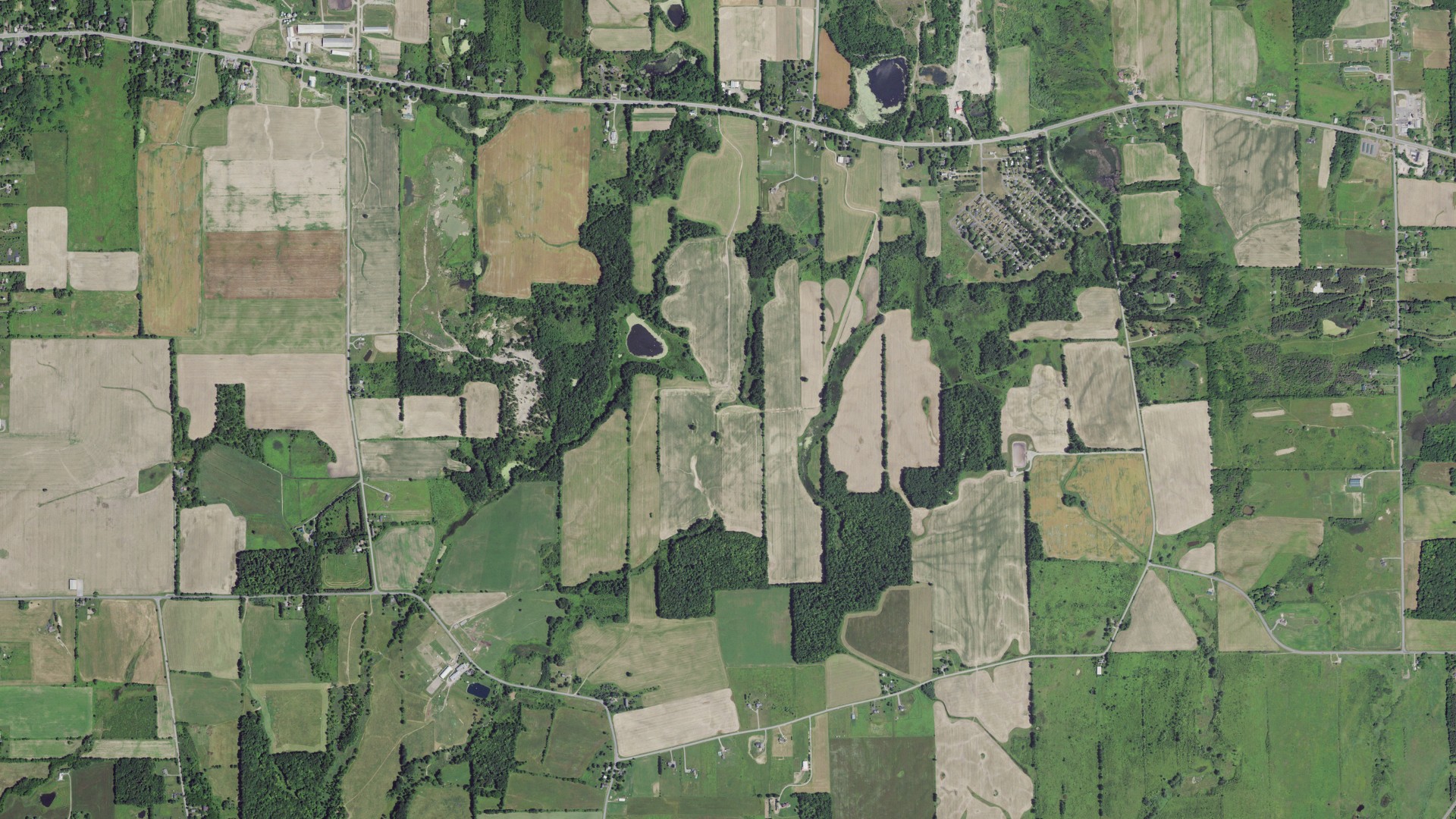 Aerial view of land around West Bloomfield, New York