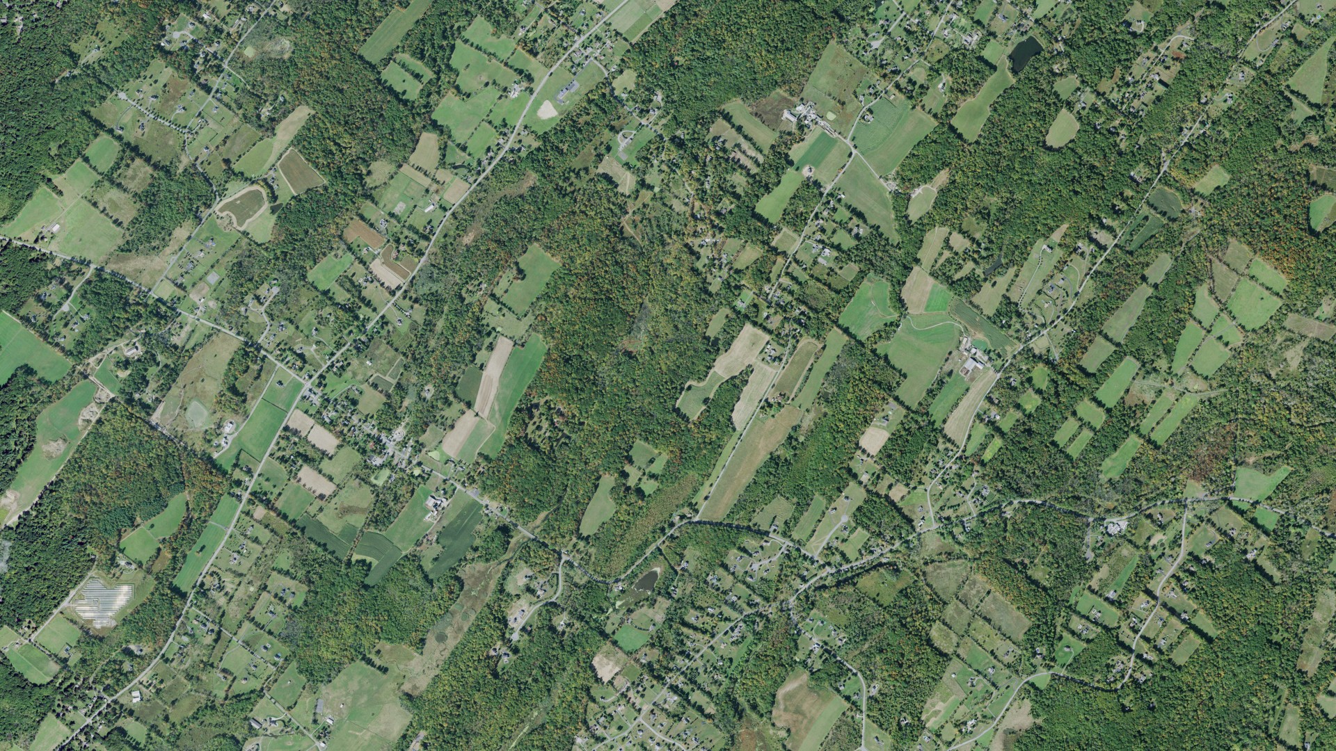 Natural-color aerial photograph of land around Crawford, New York