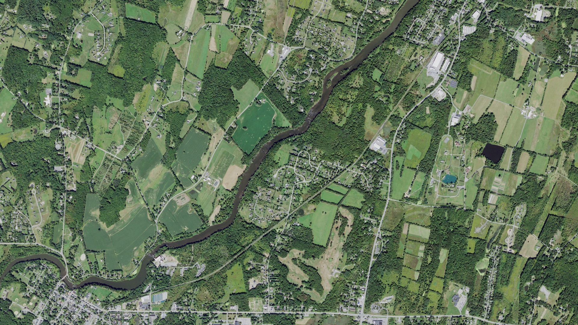 Natural-color aerial photograph of land around Montgomery, New York