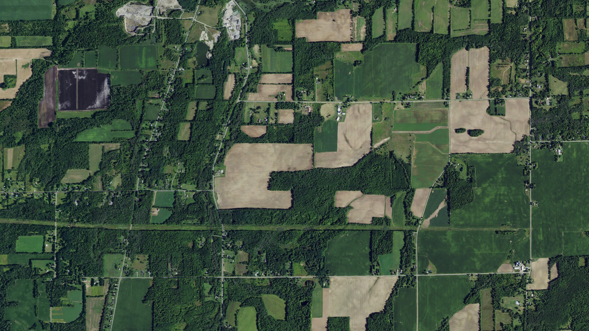 Aerial view of land around Clarendon, New York