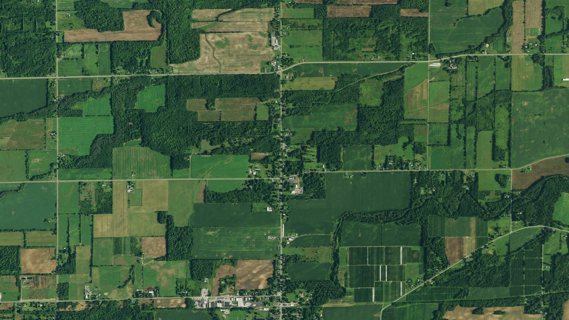Aerial view of land around Yates, New York