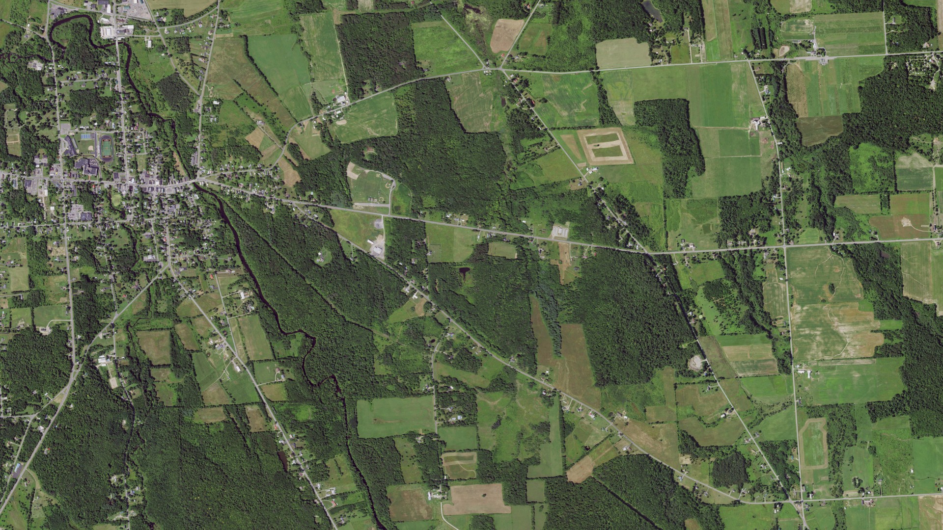 Aerial view of land around Mexico, New York