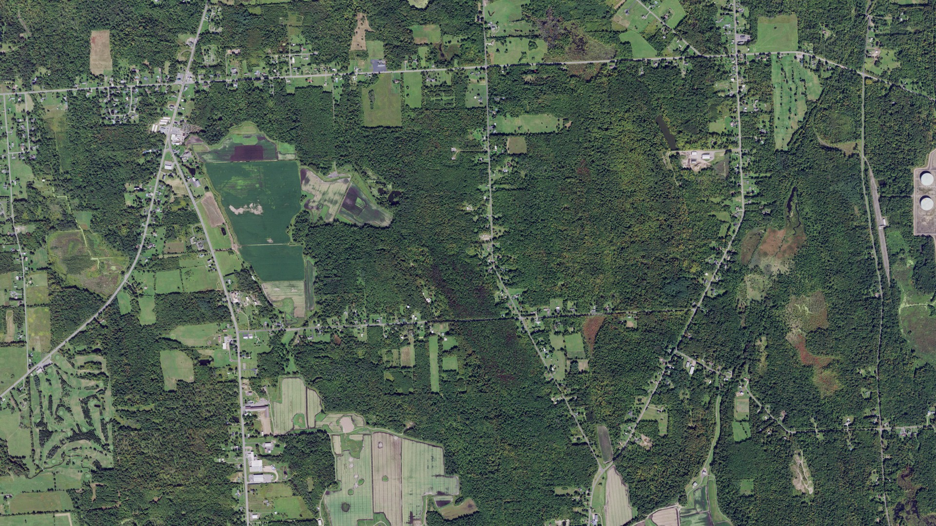 Aerial view of land around Oswego, New York