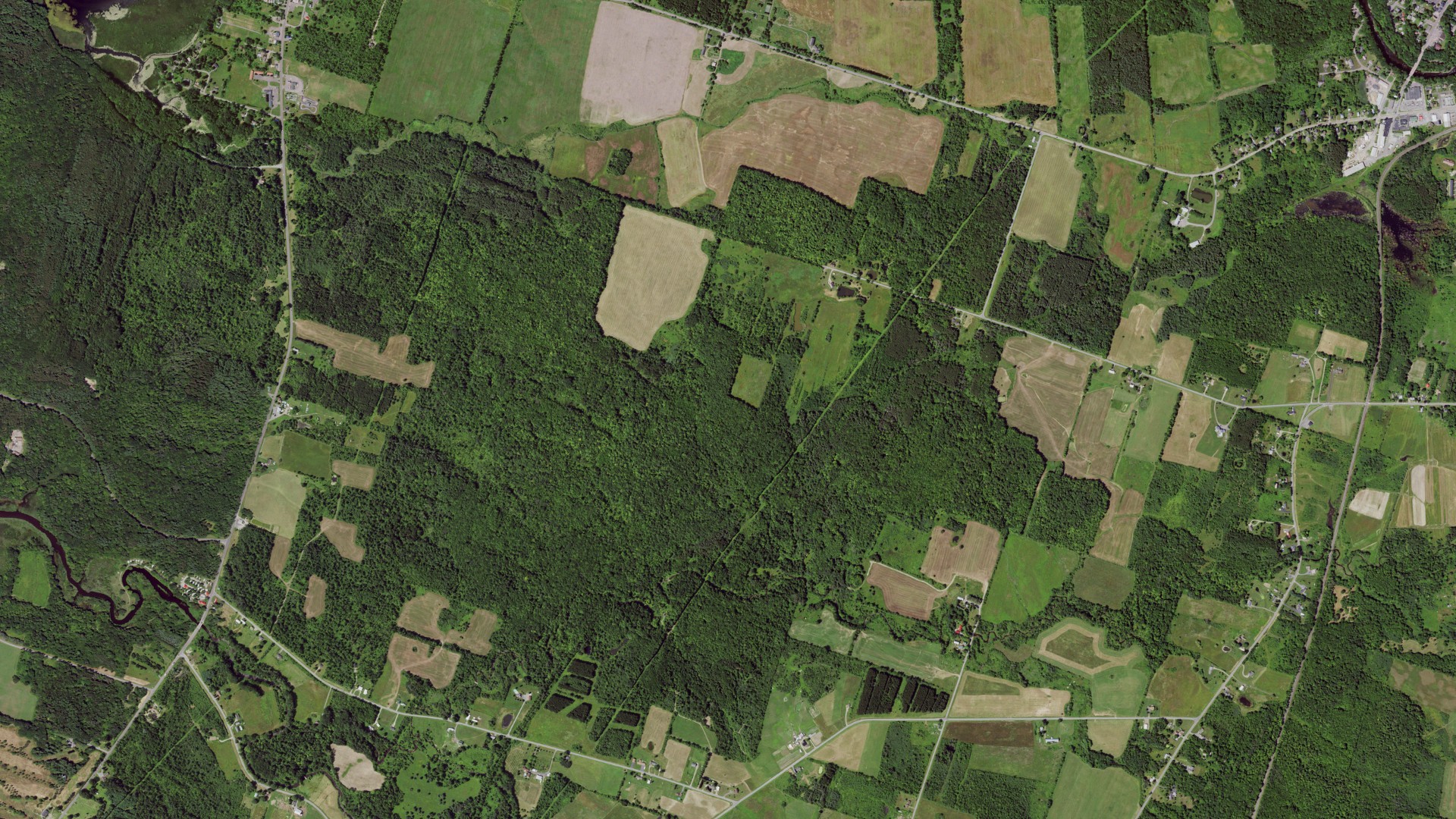 Aerial view of land around Richland, New York