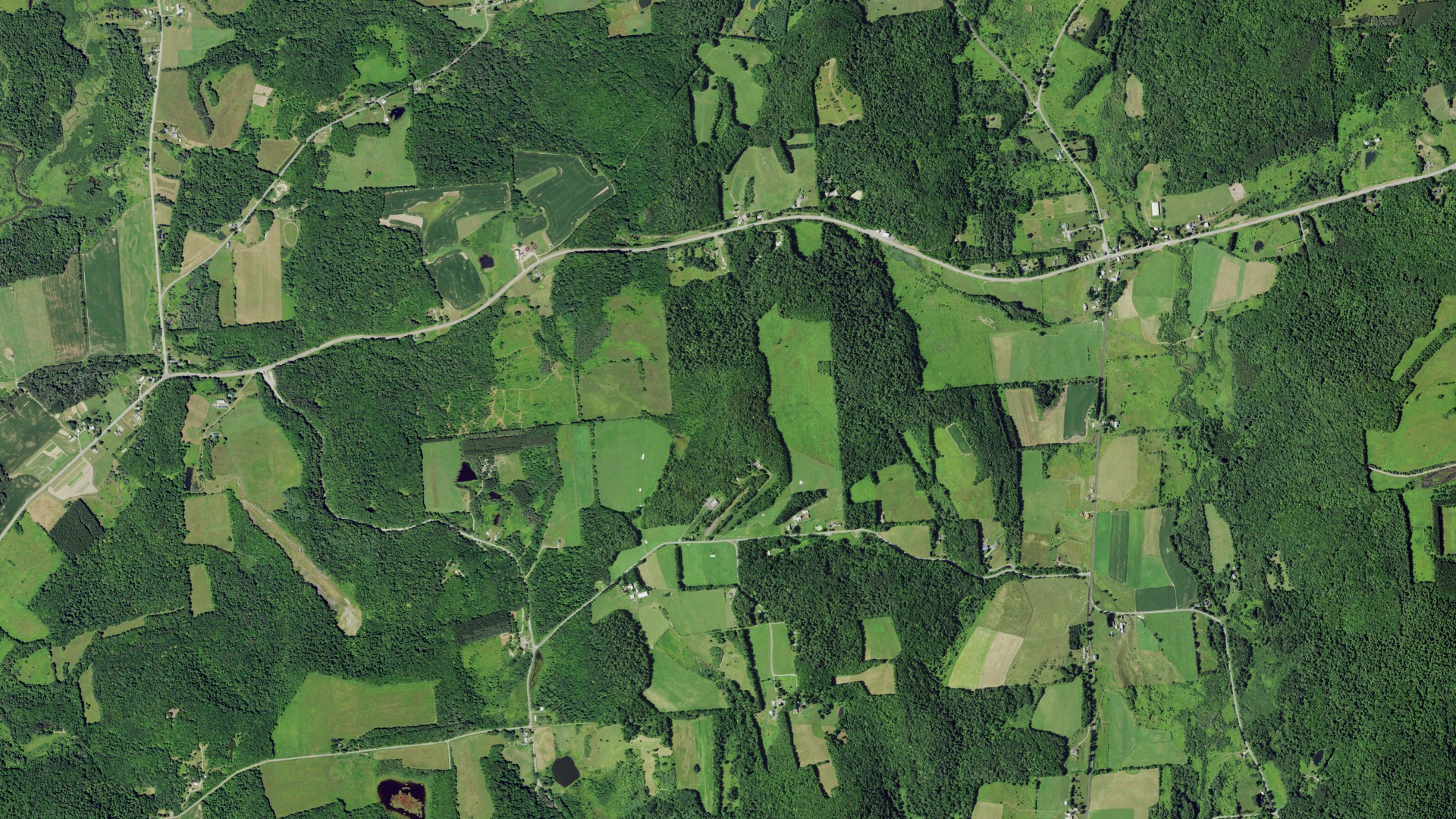 Natural-color aerial photograph of land around Burlington, New York
