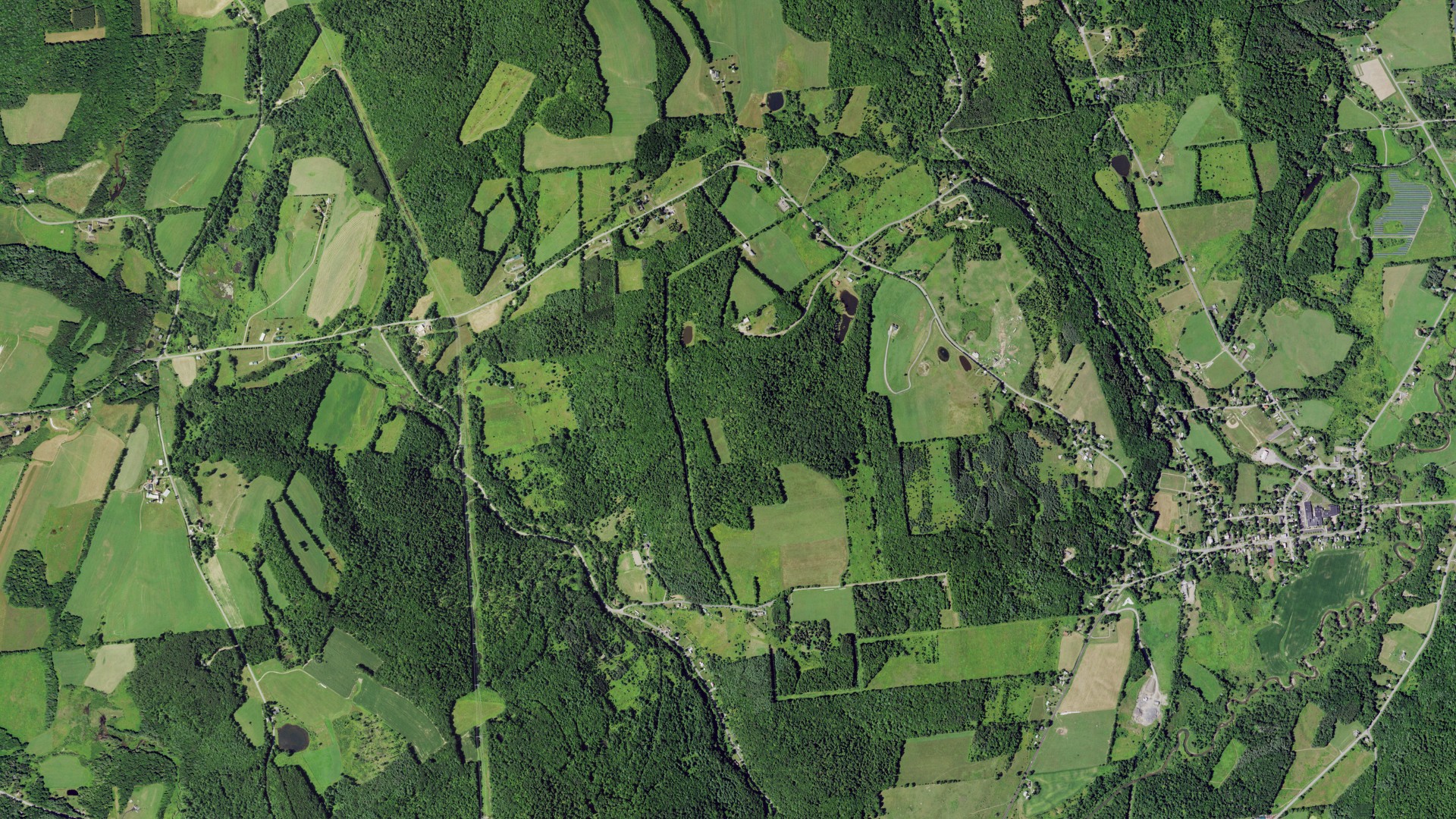Aerial view of land around Laurens, New York