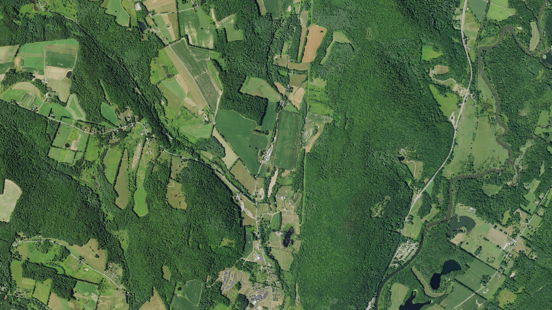 Aerial view of land around Milford, New York