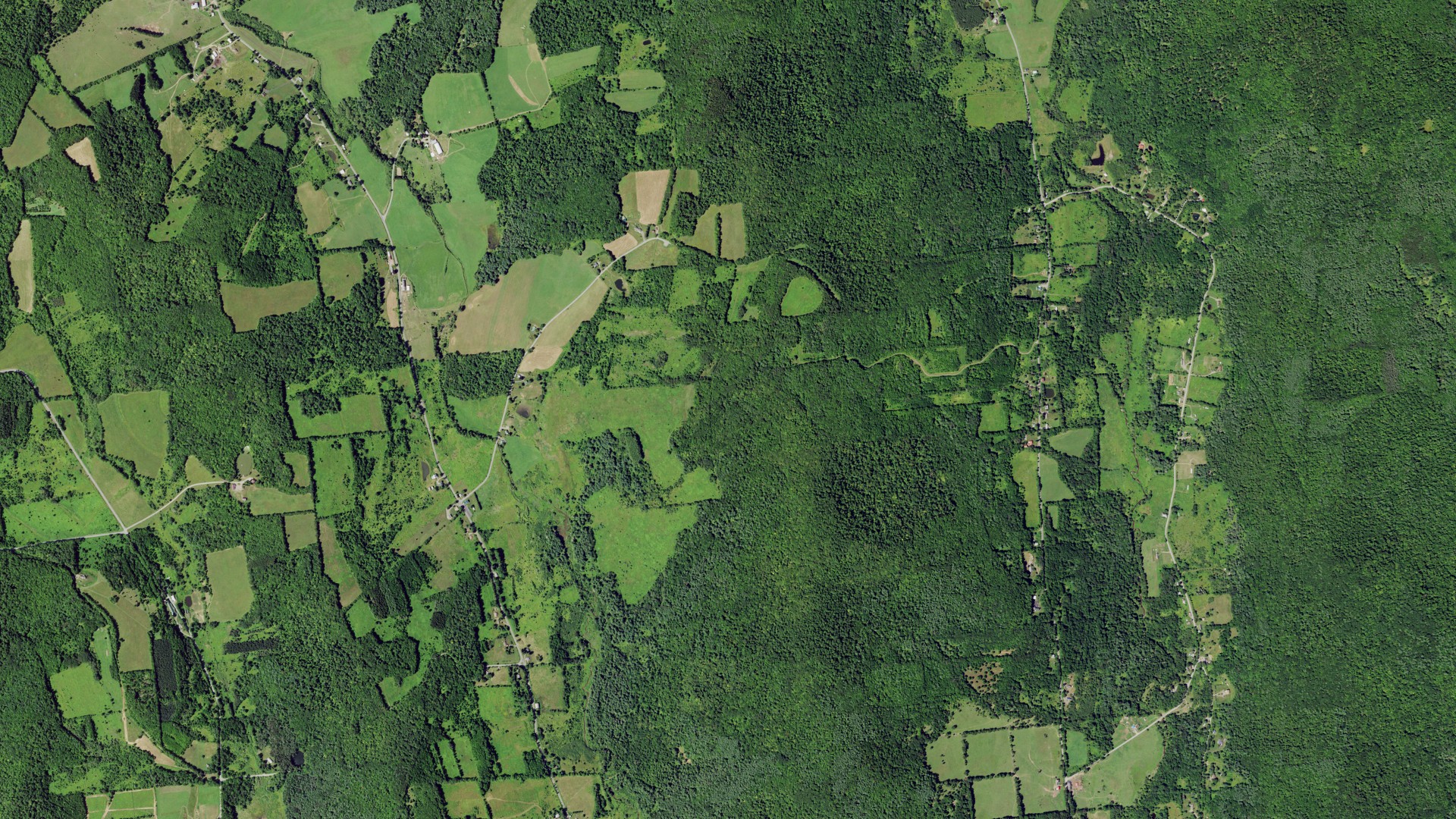 Aerial view of land around Otego, New York
