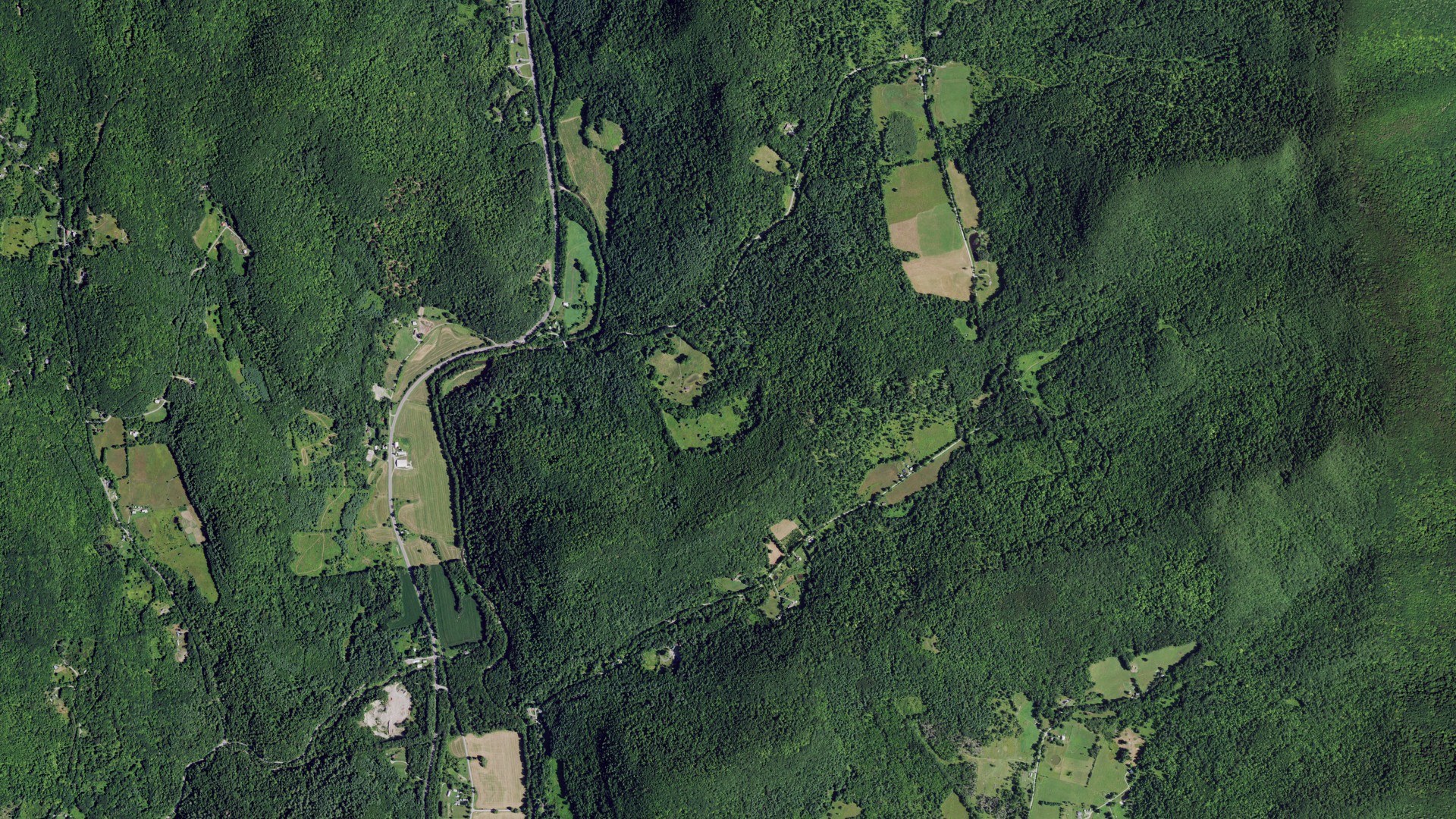 Aerial view of land around Petersburgh, New York