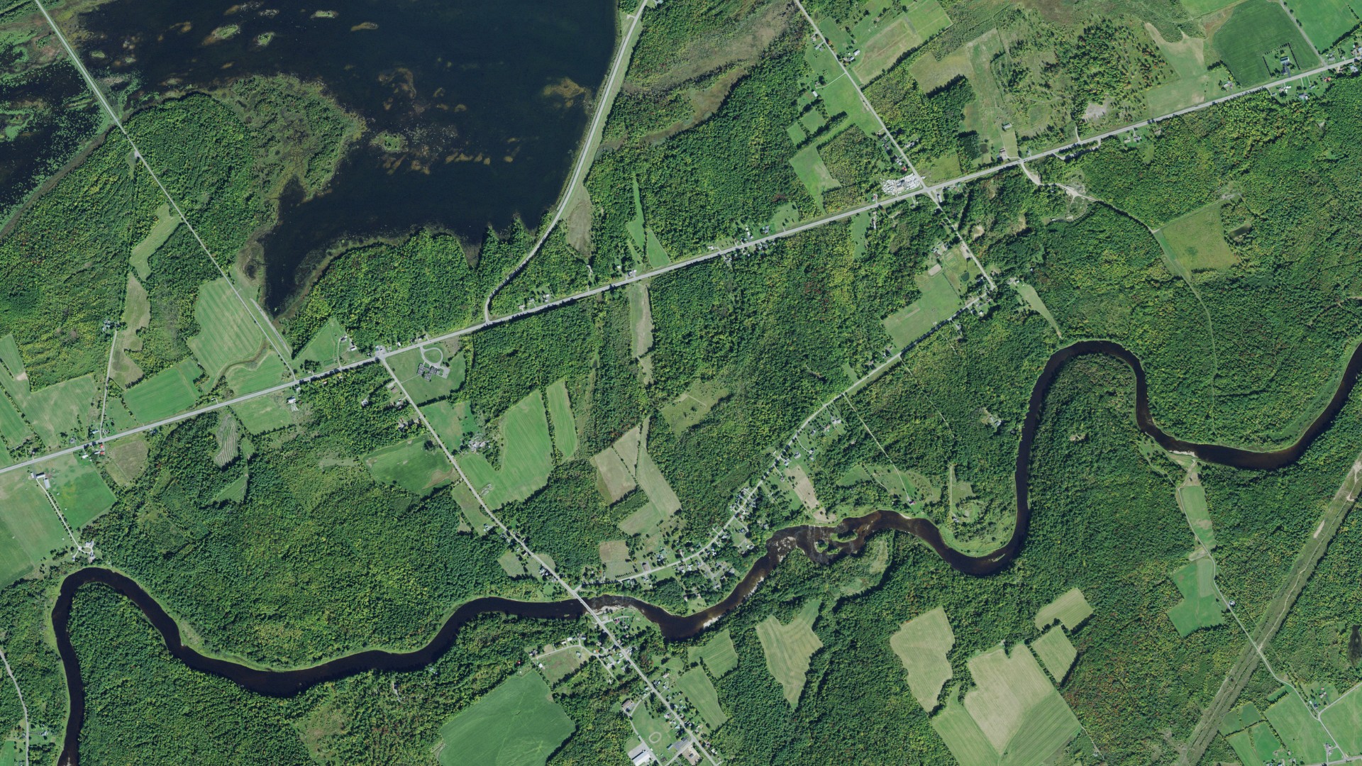 Aerial view of land around Louisville, New York