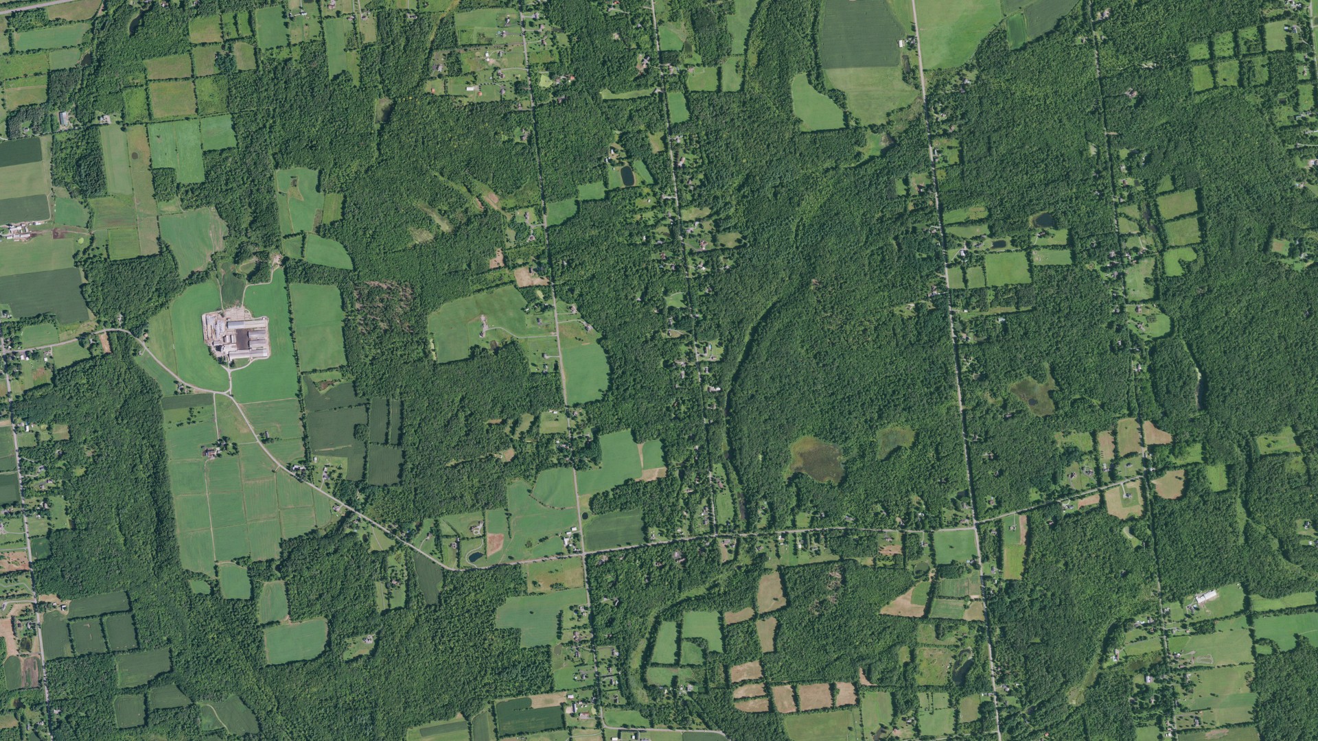 Aerial view of land around Charlton, New York