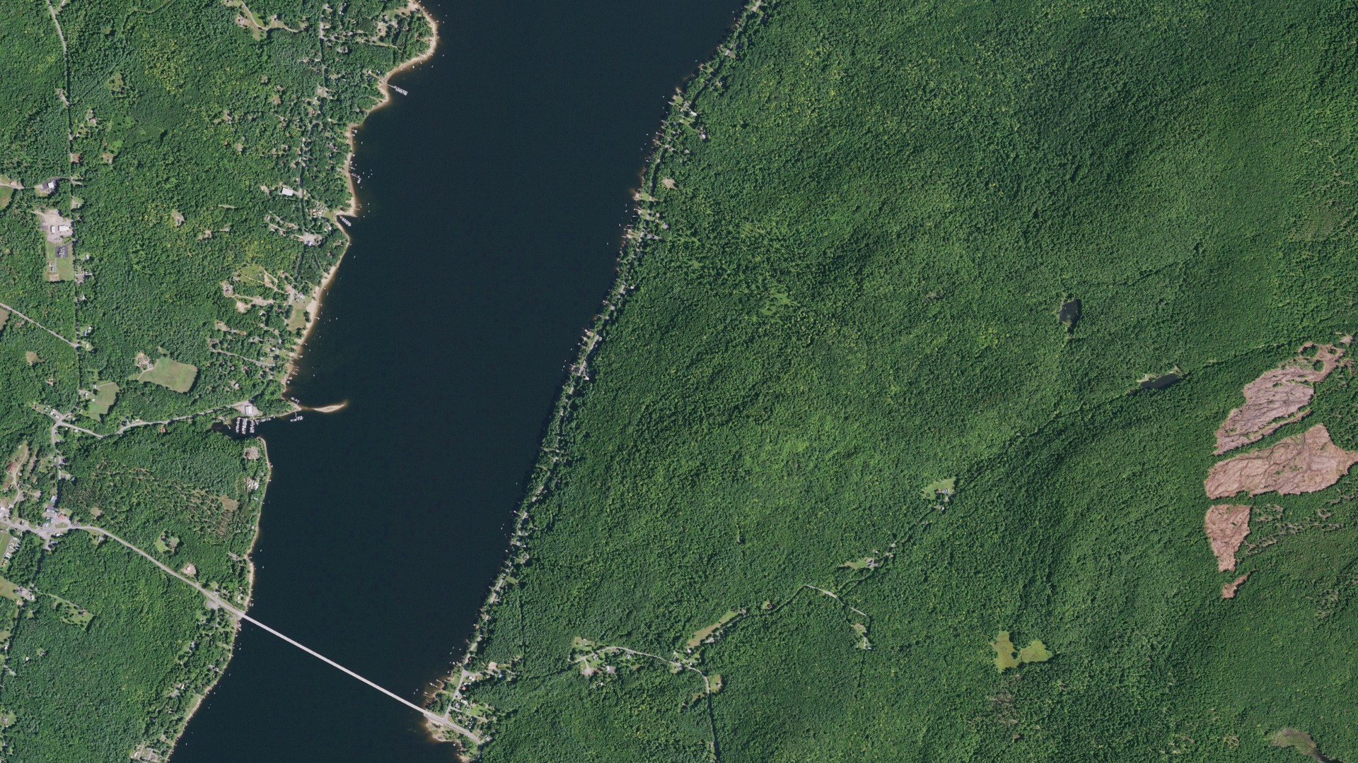 Aerial view of land around Edinburg, New York