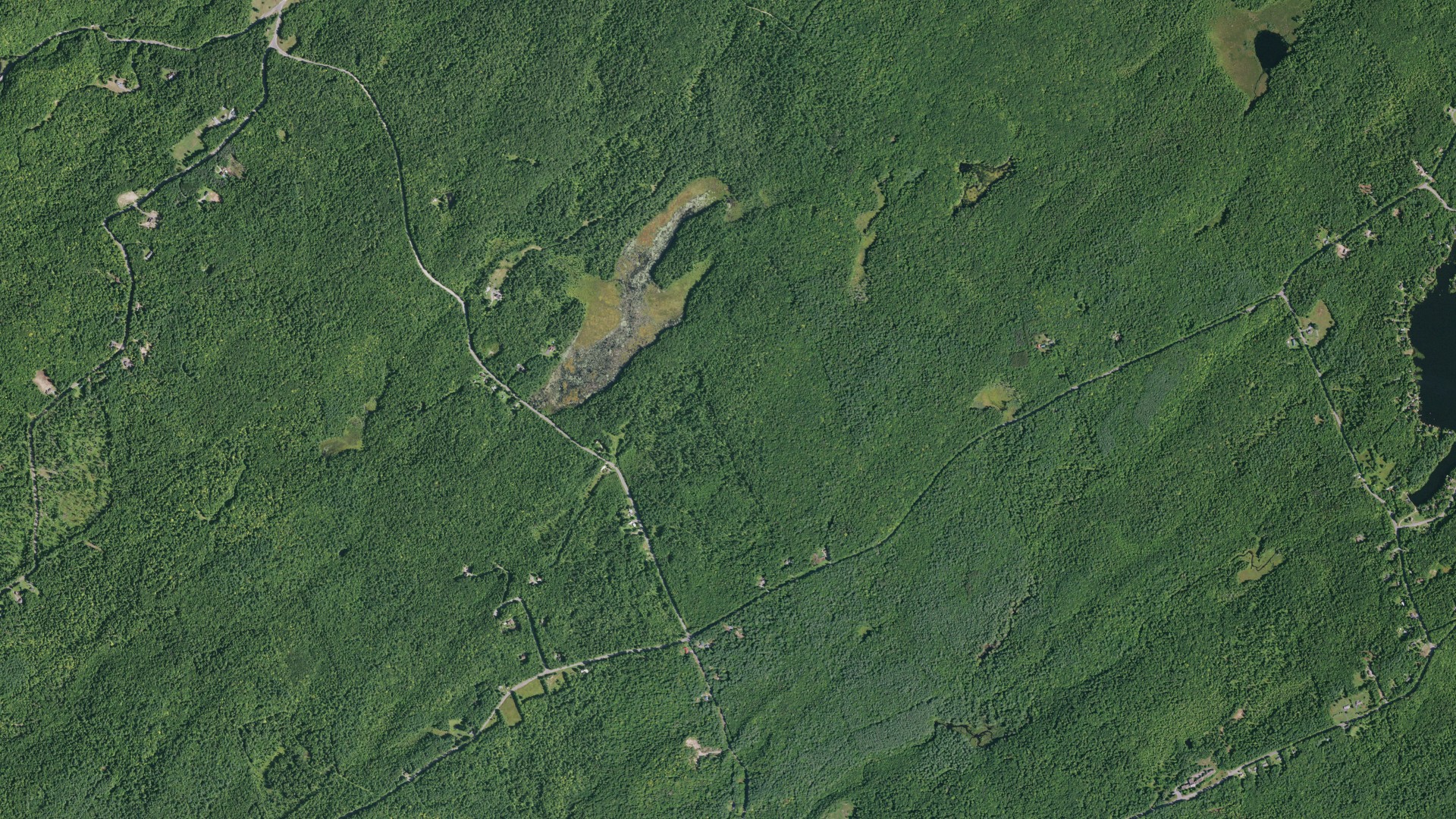 Natural-color aerial photograph of land around Providence, New York