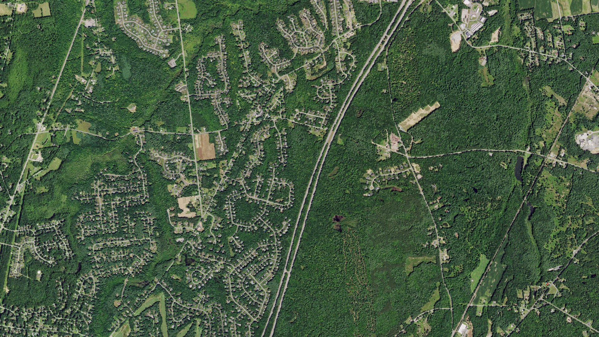 Aerial view of land around Wilton, New York