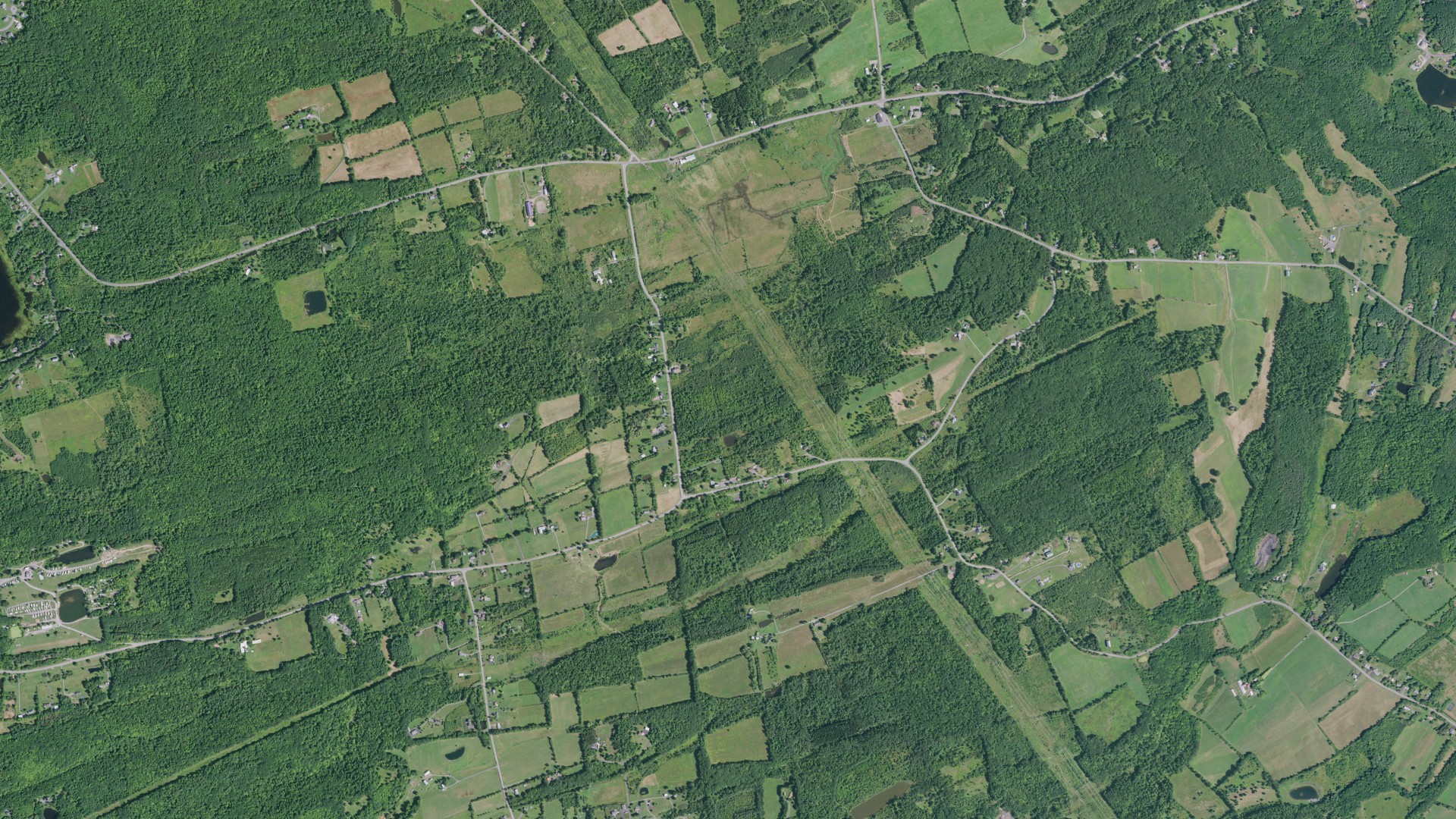 Aerial view of land around Princetown, New York