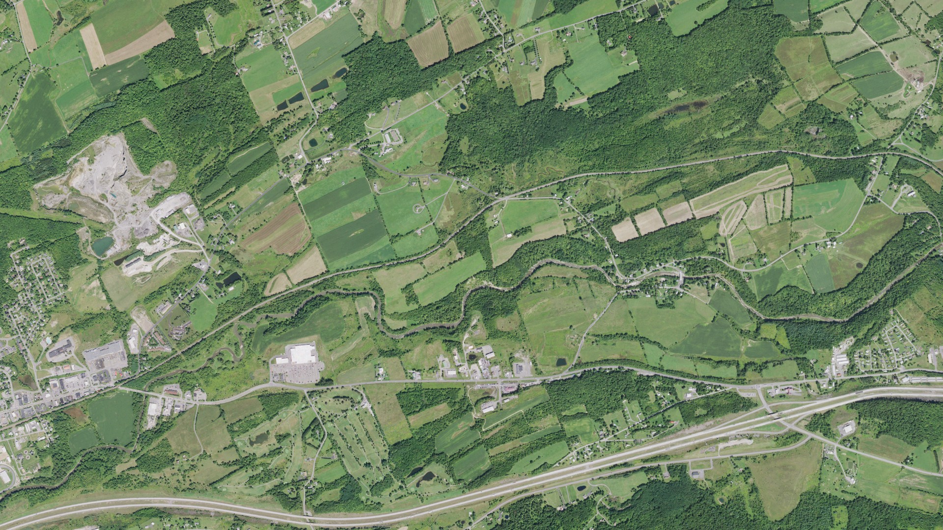 Aerial view of land around Cobleskill, New York