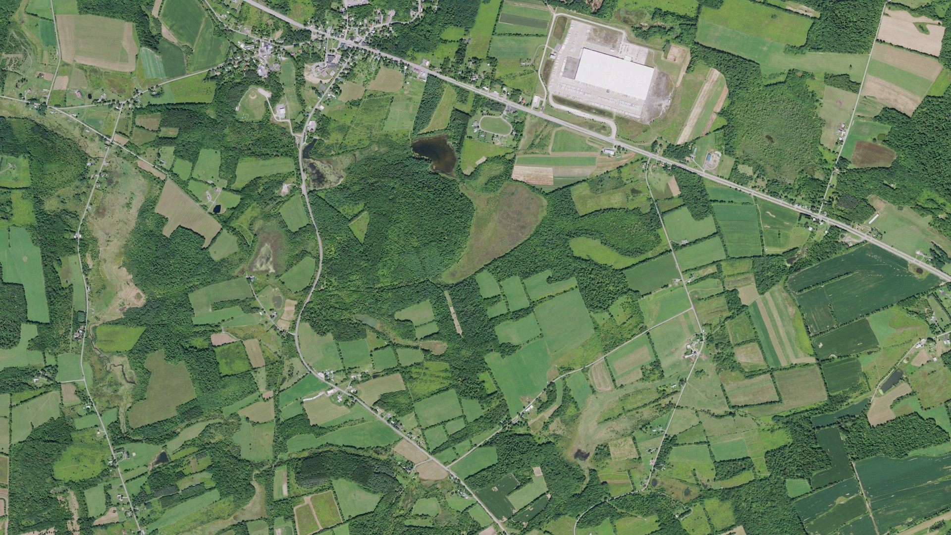 Aerial view of land around Sharon, New York