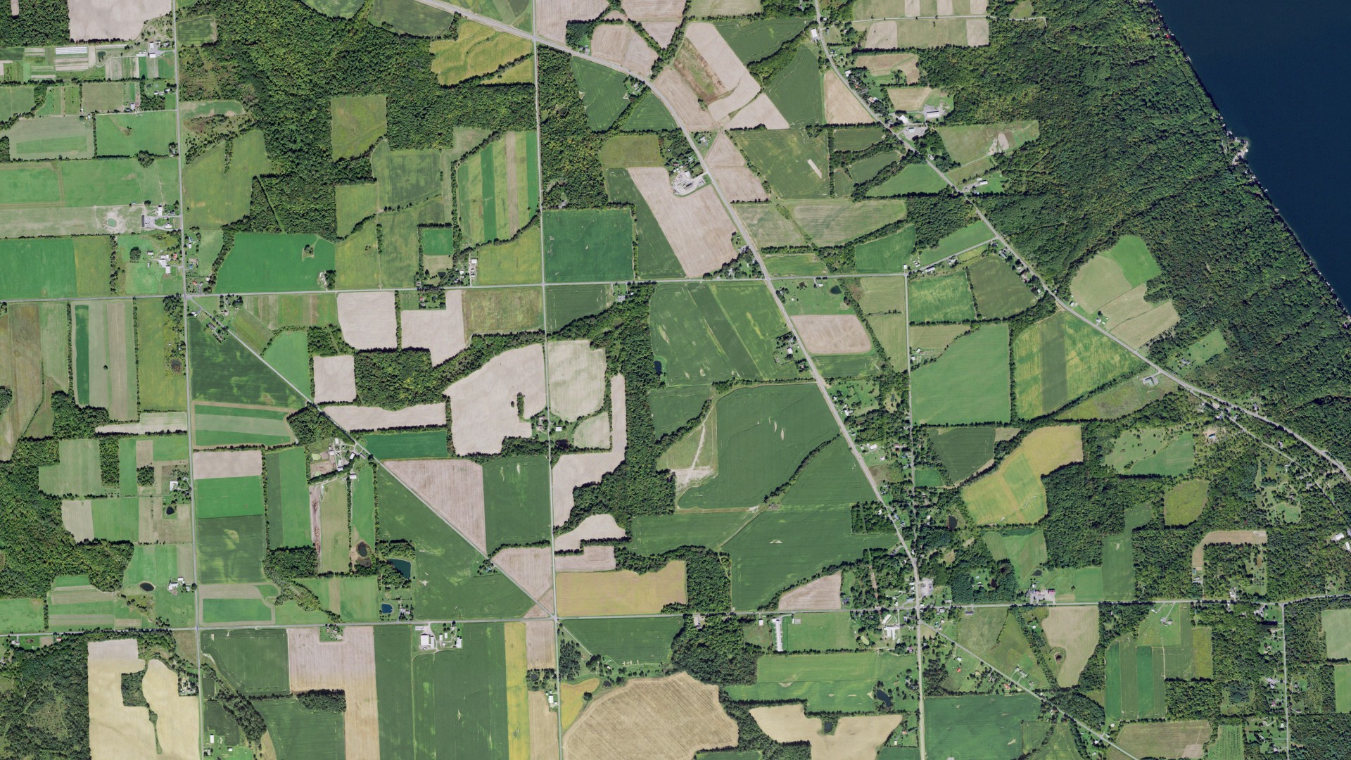 Aerial view of land around Covert, New York