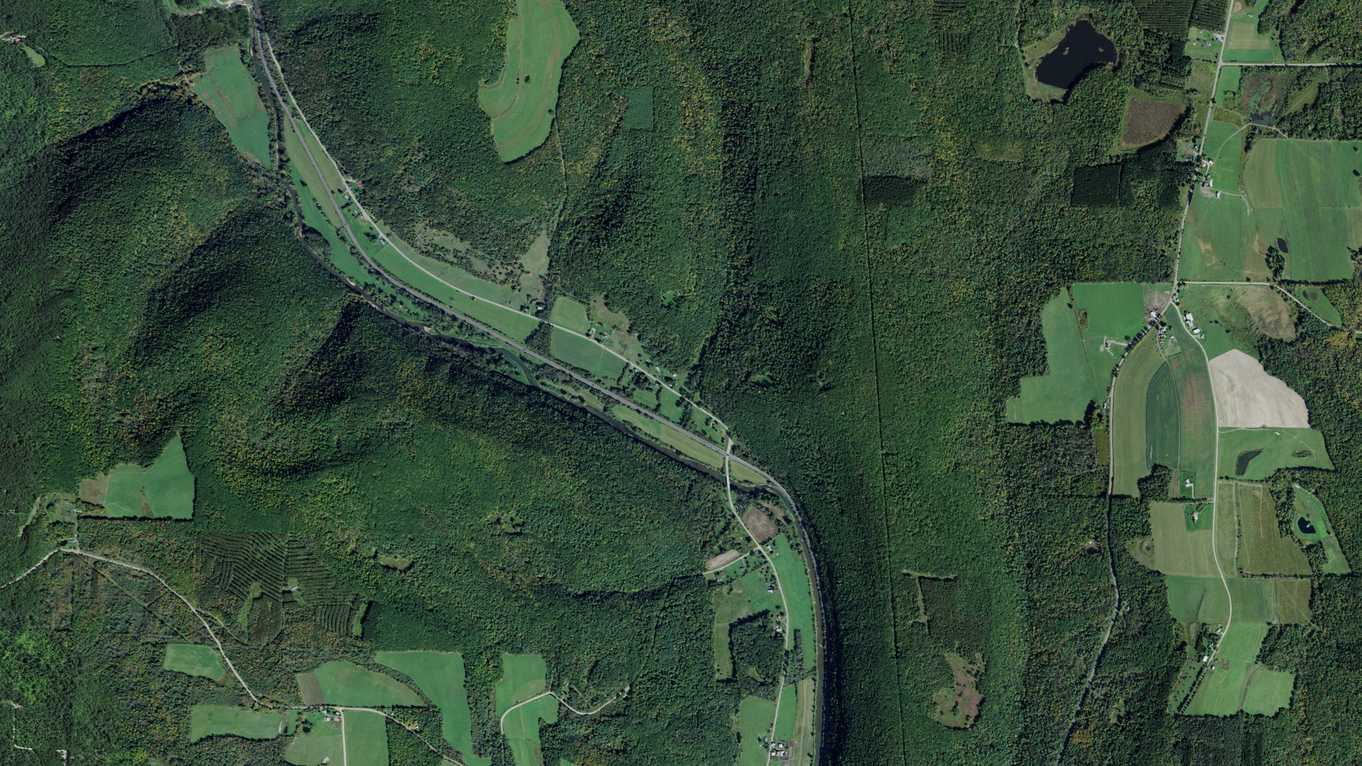Aerial view of land around Cameron, New York