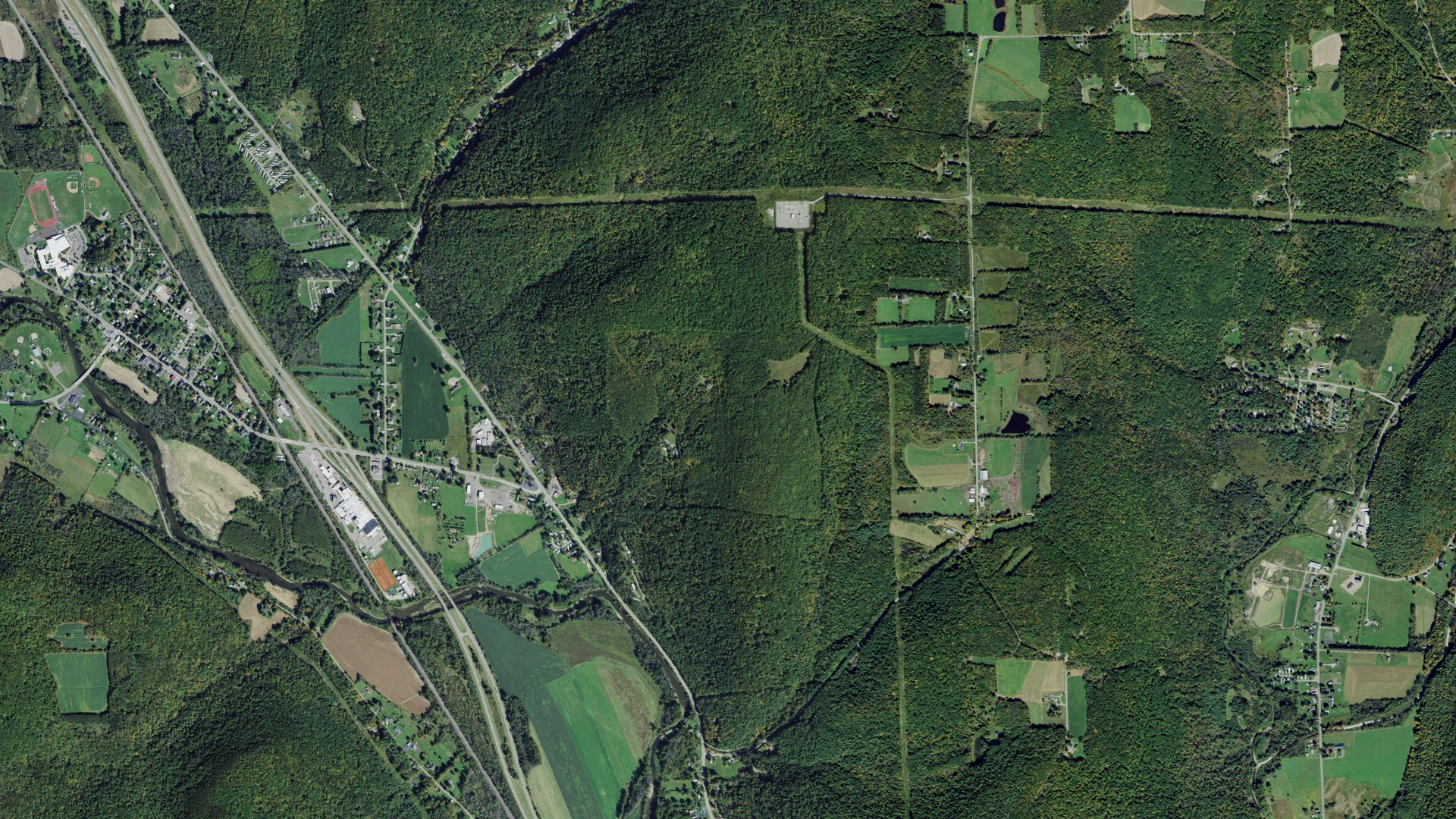 Aerial view of land around Campbell, New York