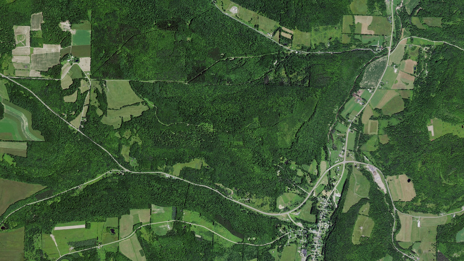 Aerial view of land around Greenwood, New York