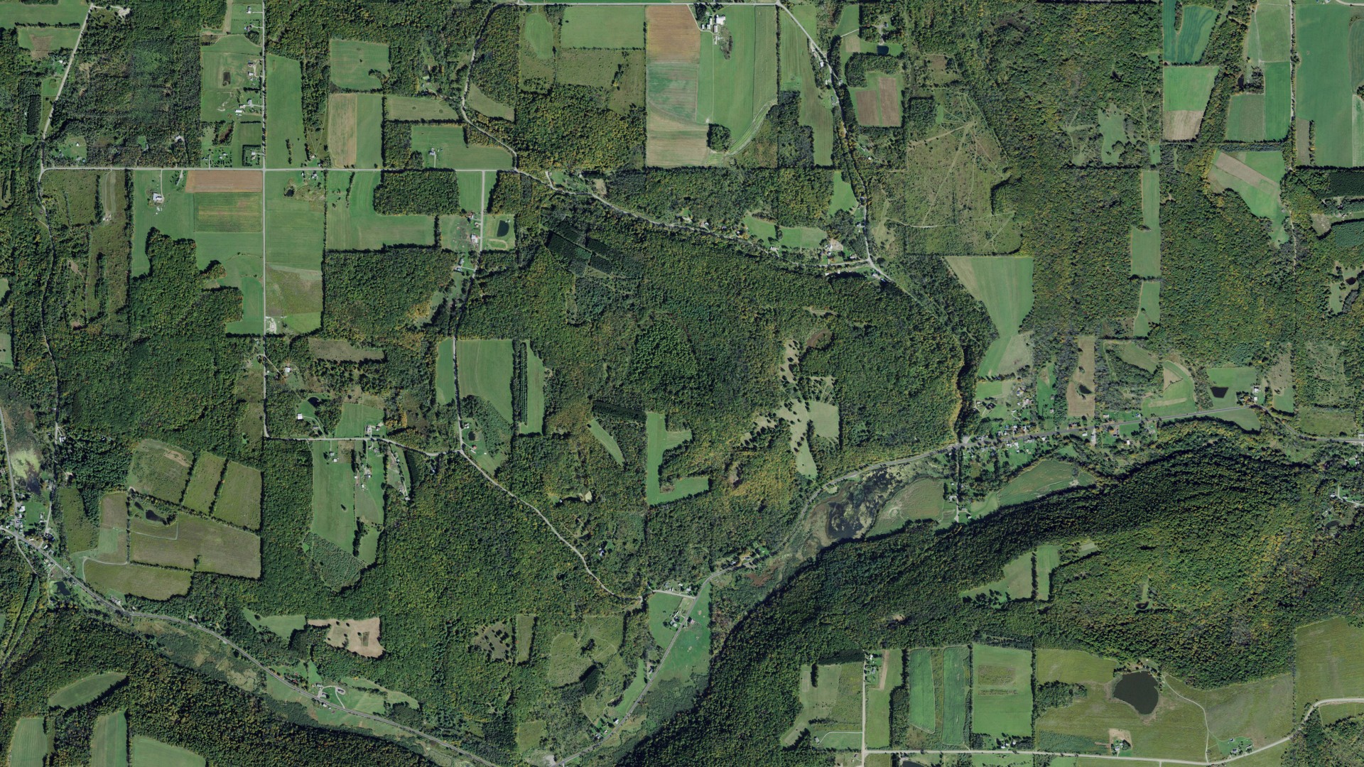 Aerial view of land around Thurston, New York