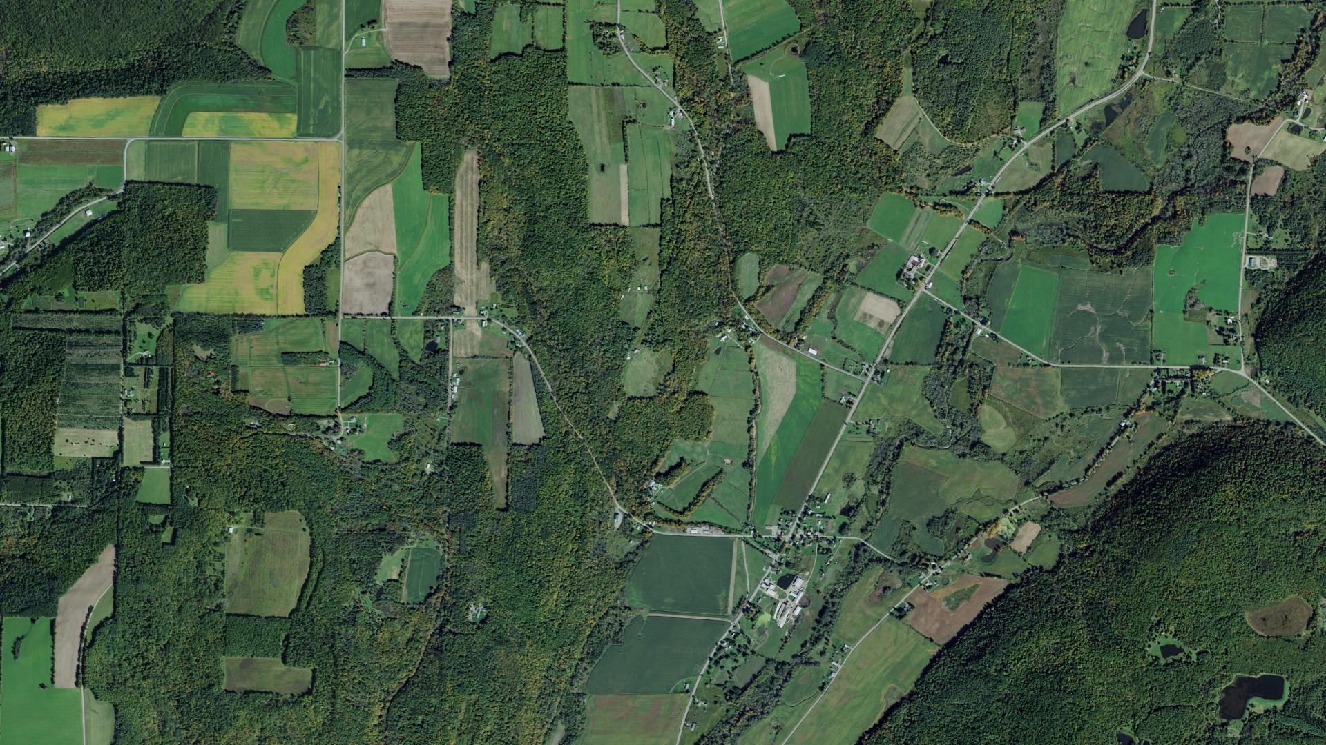 Aerial view of land around Wheeler, New York