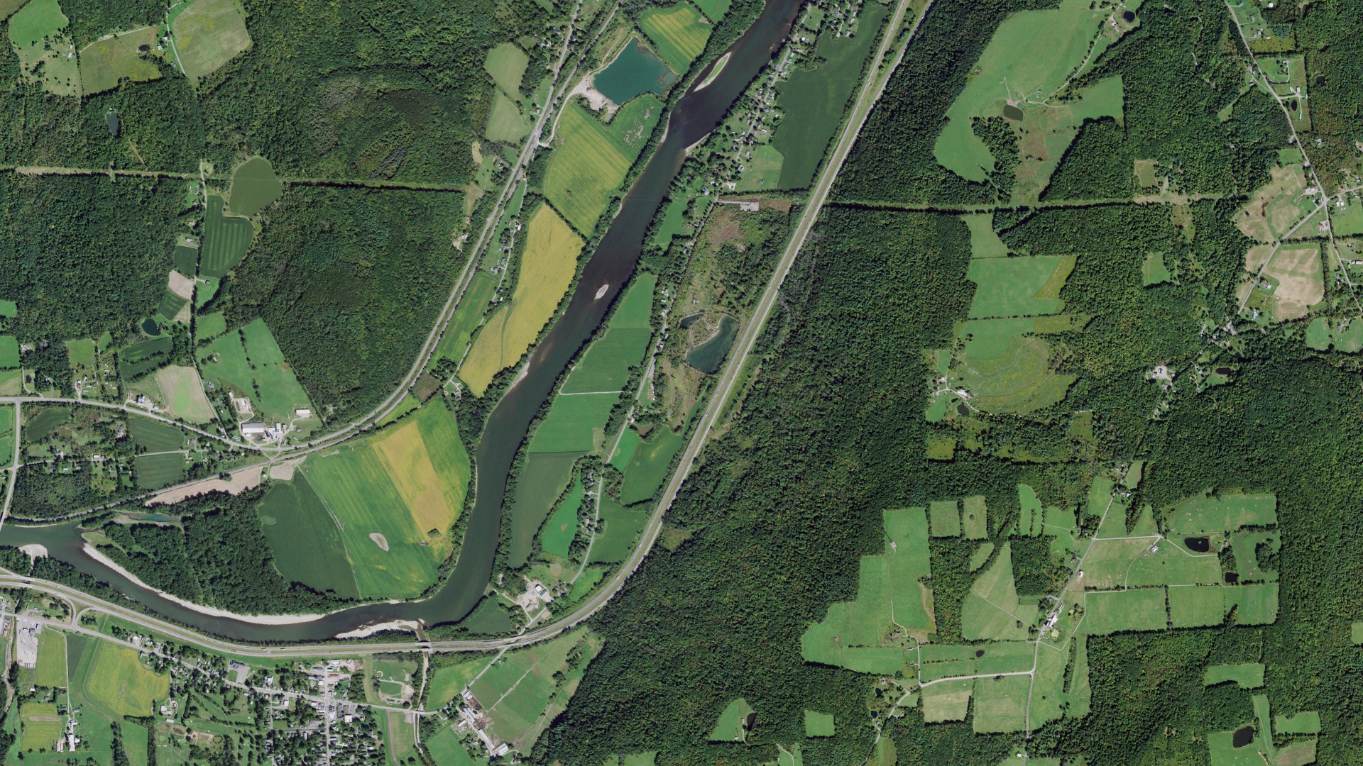 Aerial view of land around Nichols, New York