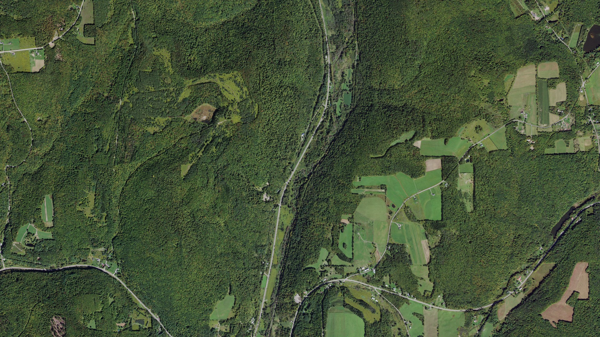 Aerial view of land around Richford, New York