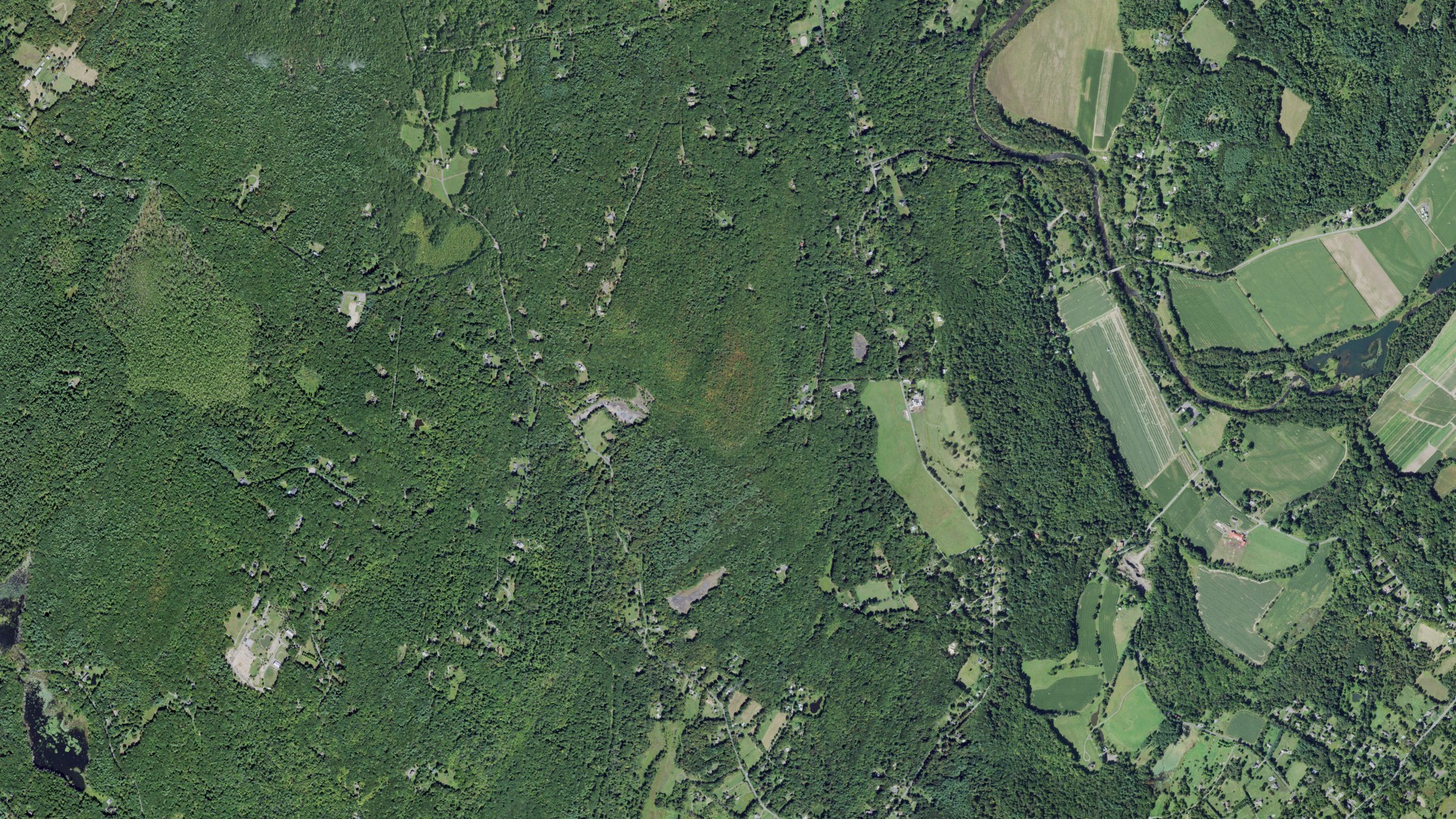 Aerial view of land around Marbletown, New York