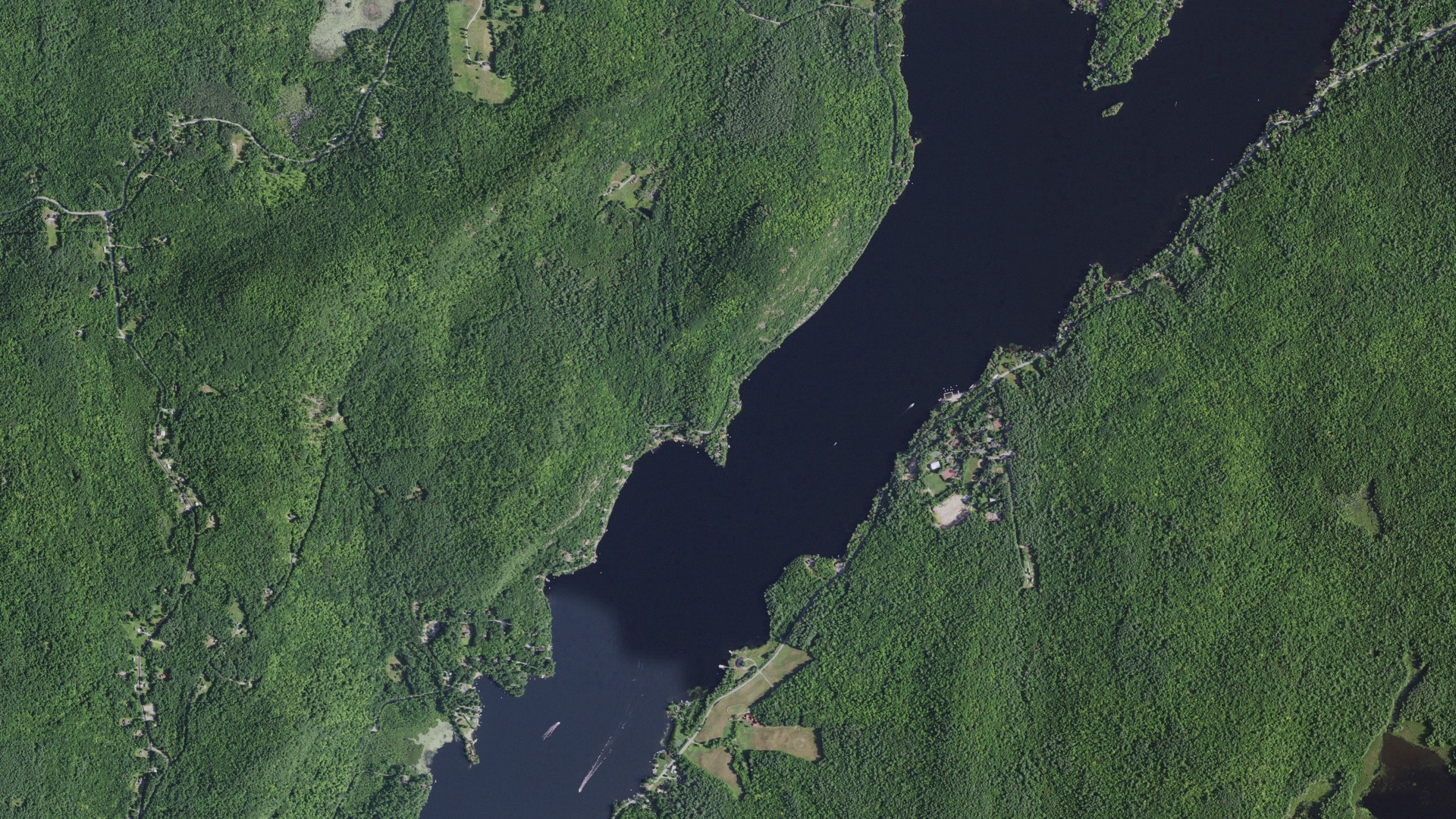 Natural-color aerial photograph of land around Horicon, New York