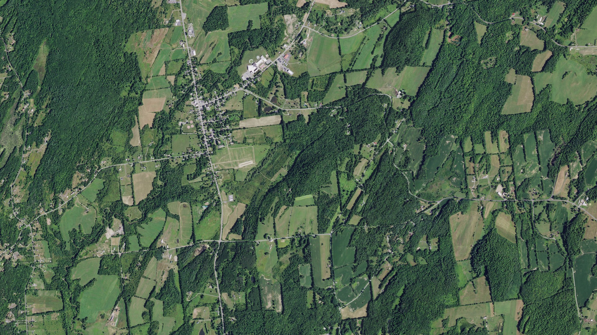 Aerial view of land around Argyle, New York