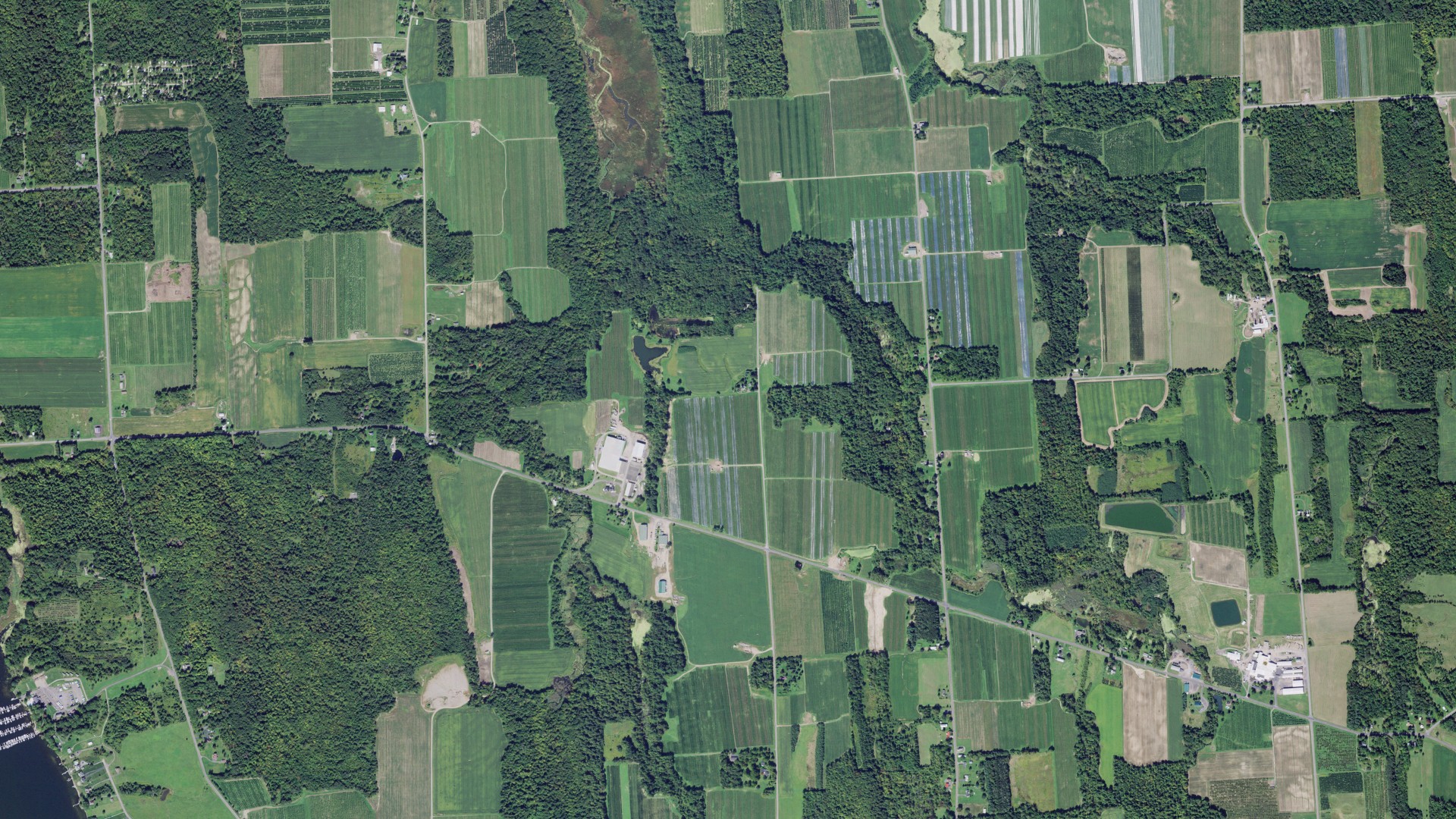 Aerial view of land around Huron, New York