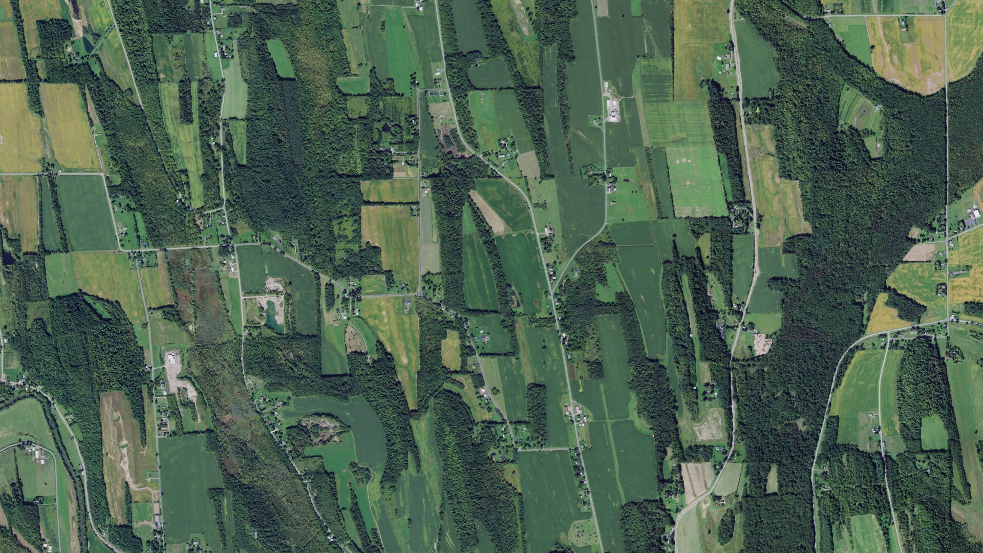 Aerial view of land around Lyons, New York