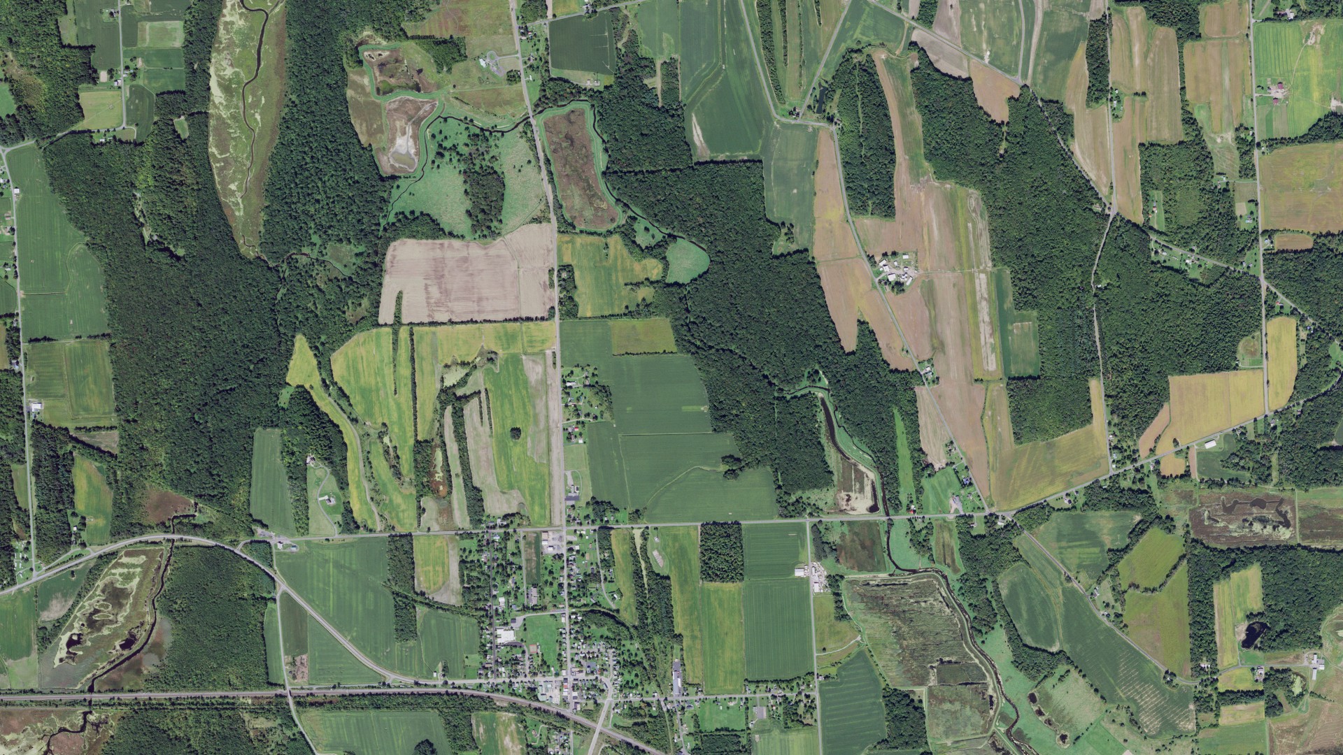Aerial view of land around Savannah, New York