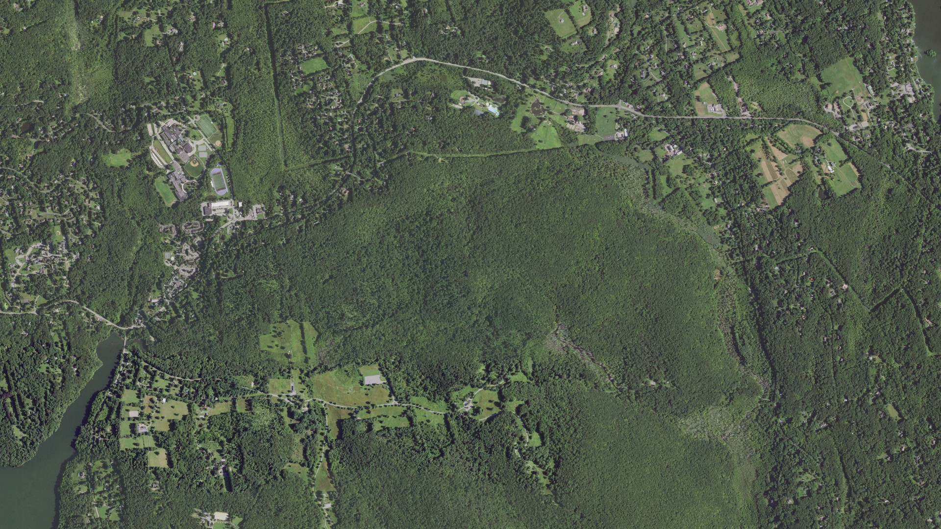 Aerial view of land around Lewisboro, New York