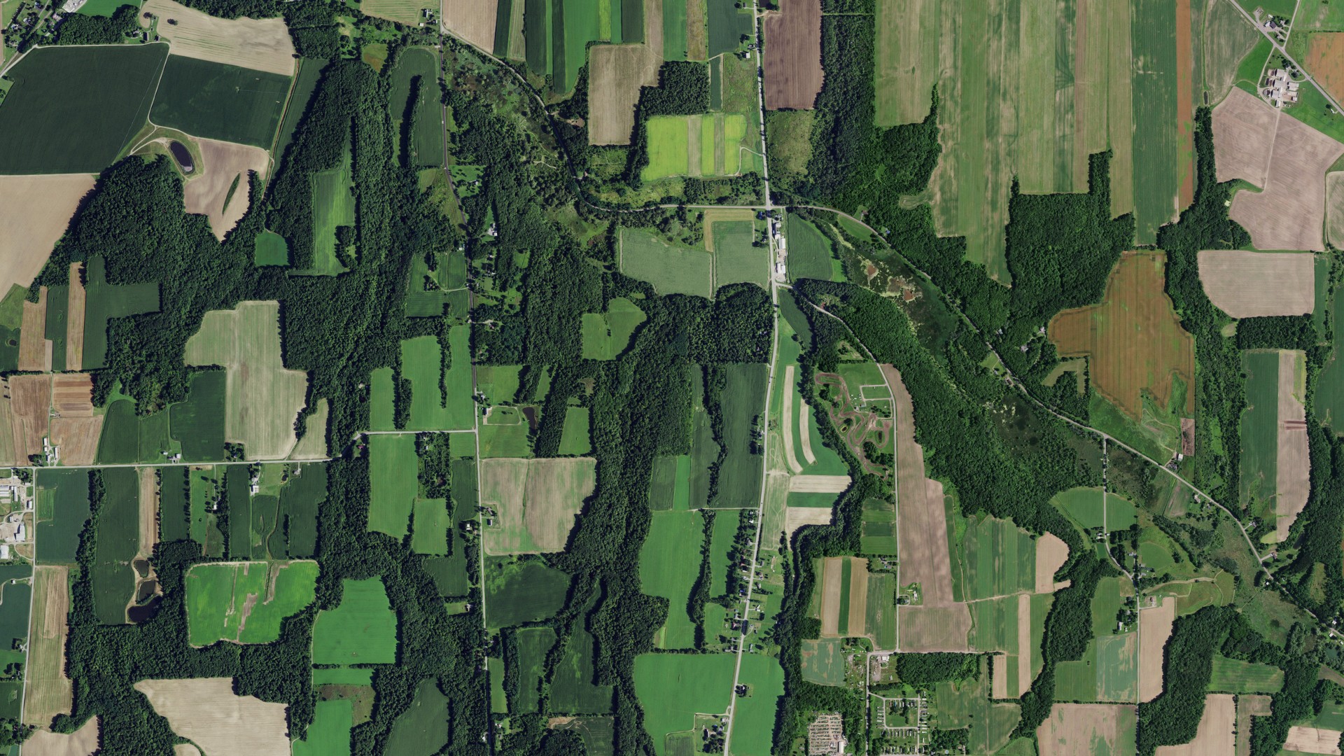 Natural-color aerial photograph of land around Covington, New York