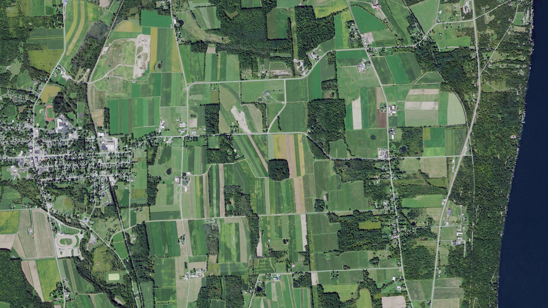 Aerial view of land around Starkey, New York