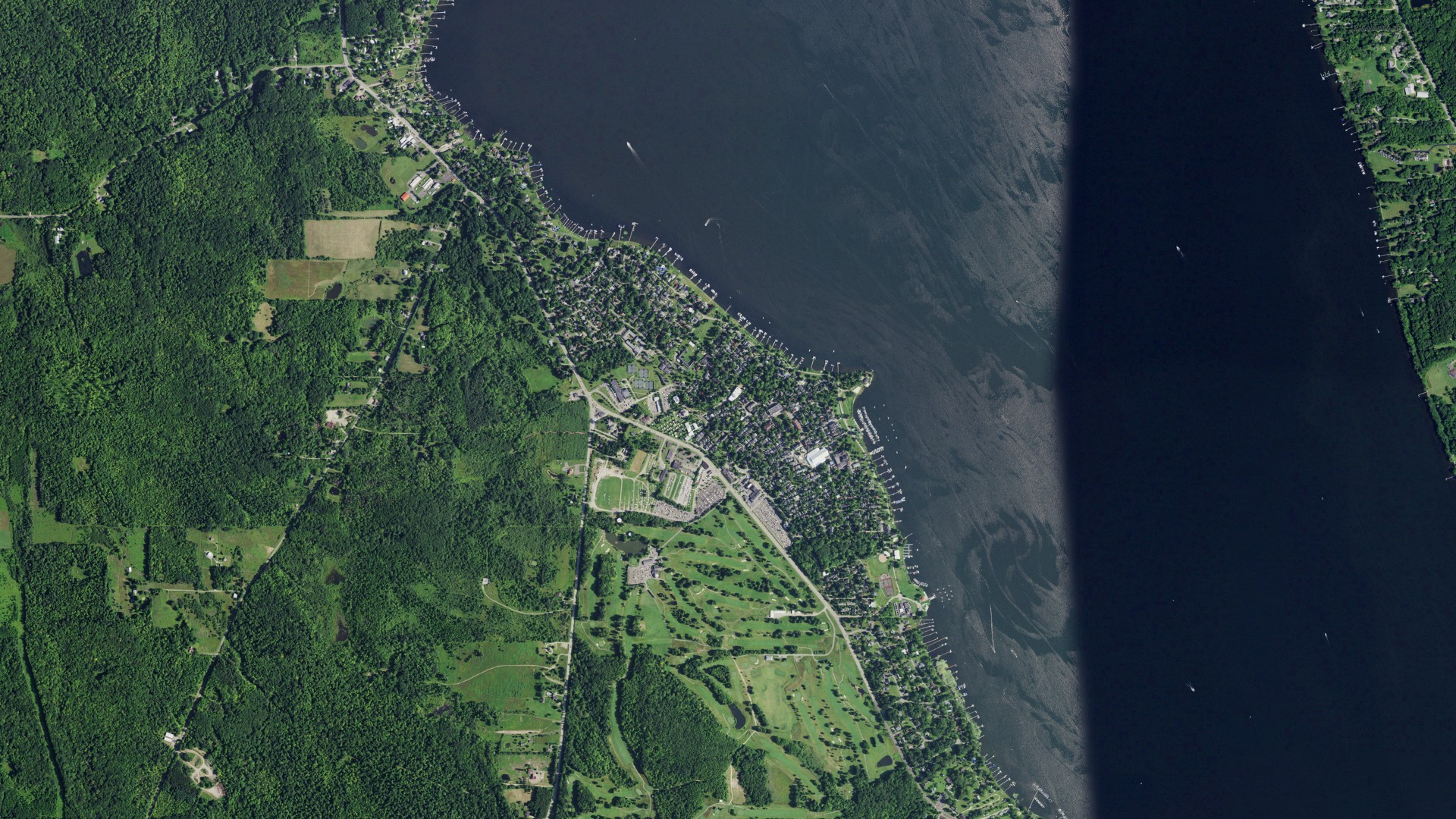 Aerial view of land around Chautauqua, New York
