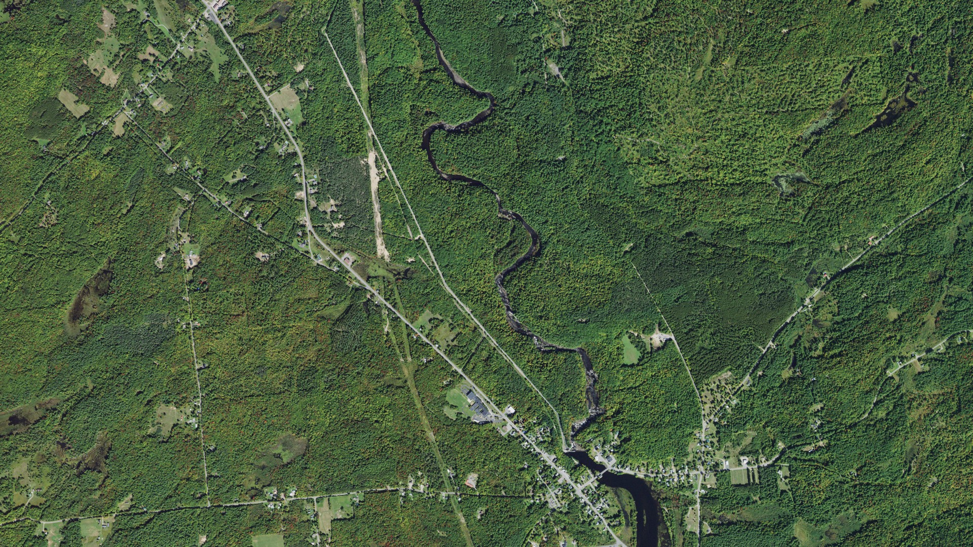 Aerial view of land around Colton, New York