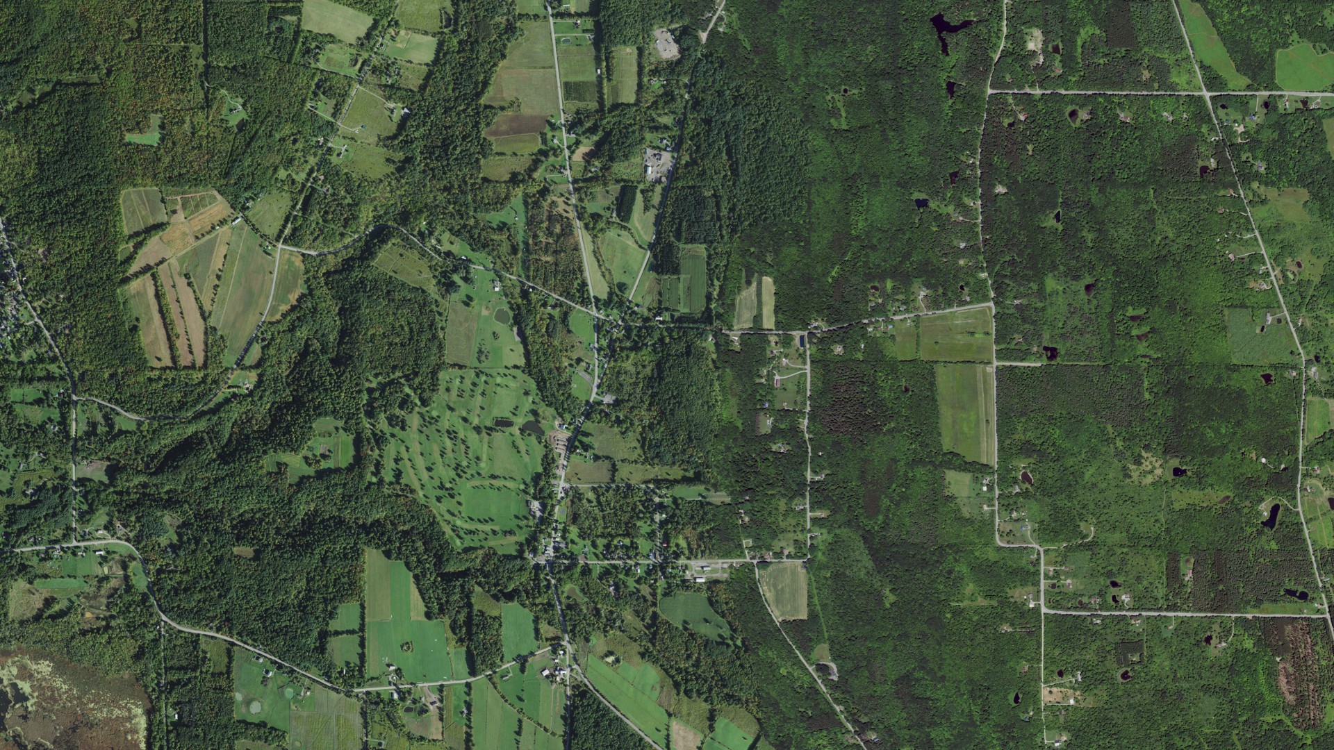 Aerial view of land around Conesus, New York