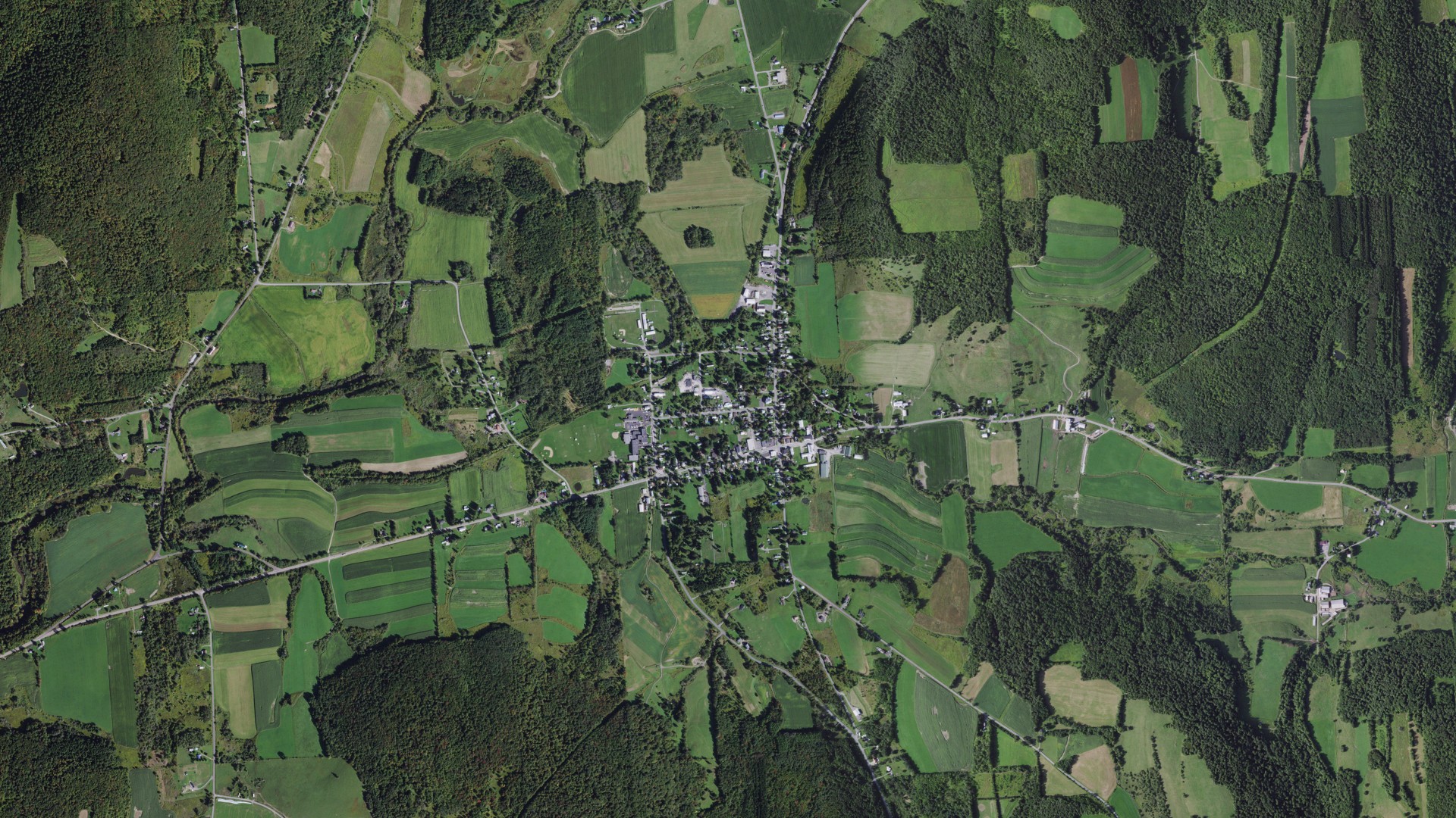 Aerial view of land around DeRuyter, New York