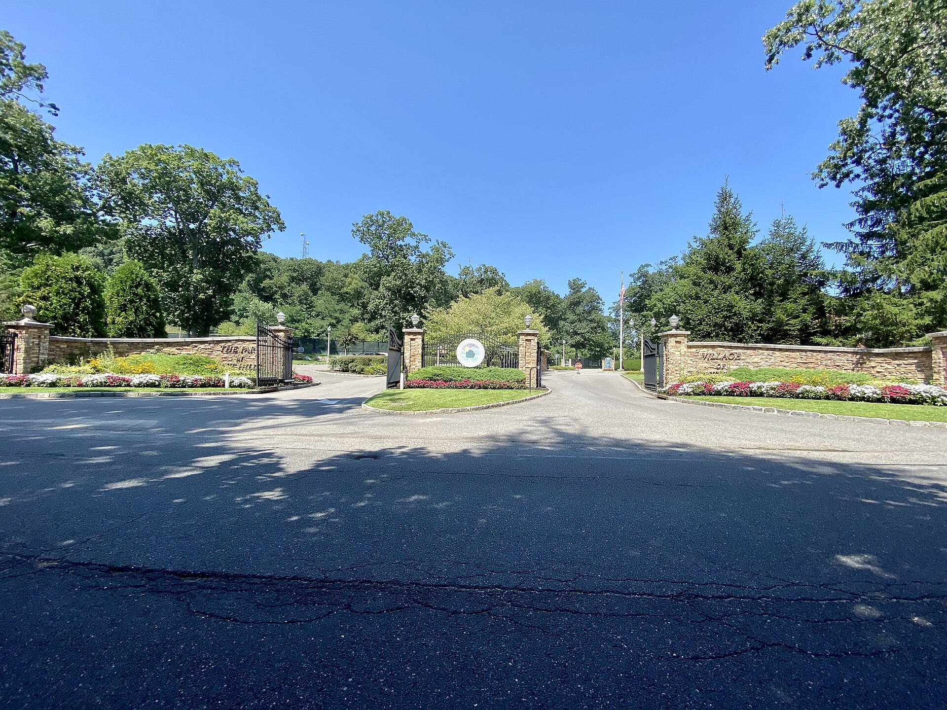 The entrance to the Park at East Hills in the Village of East Hills, Long Island, New York on August 25, 2021.