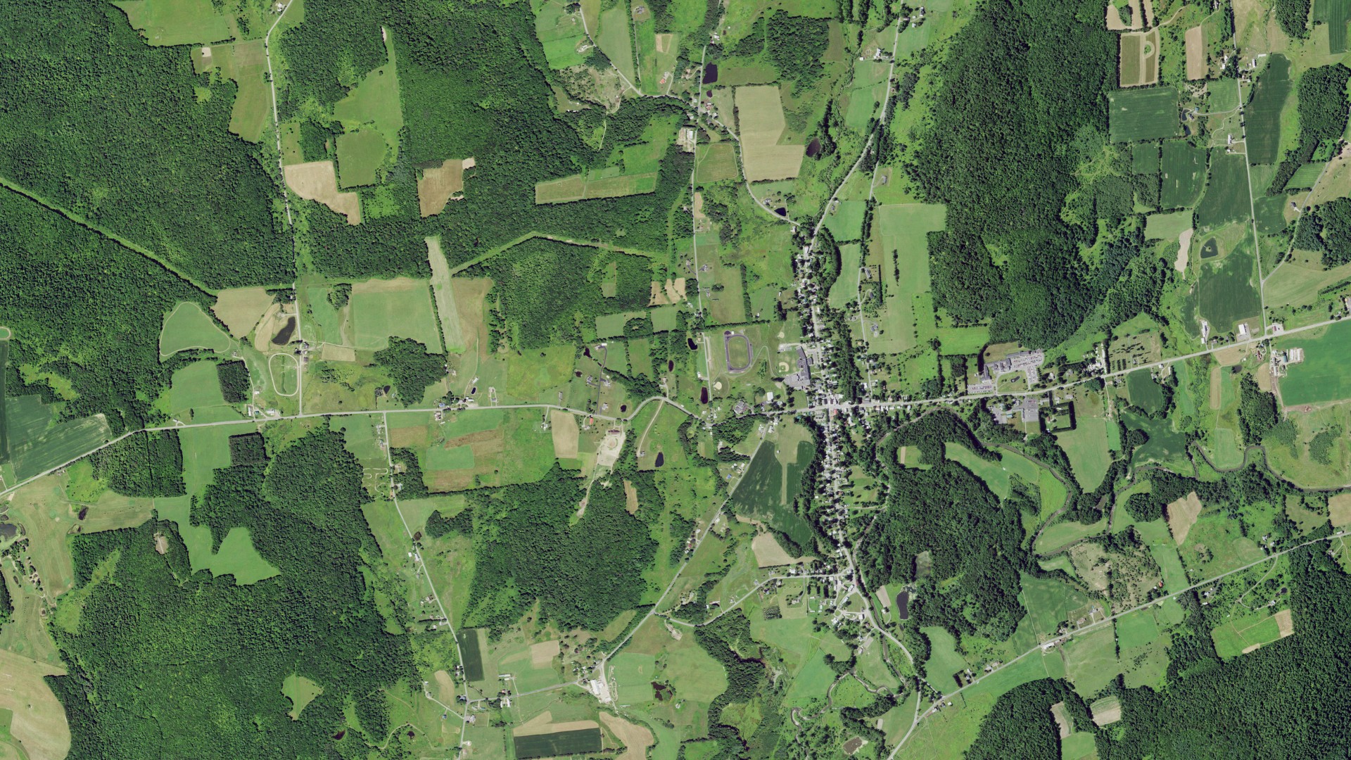 Aerial view of land around Edmeston, New York