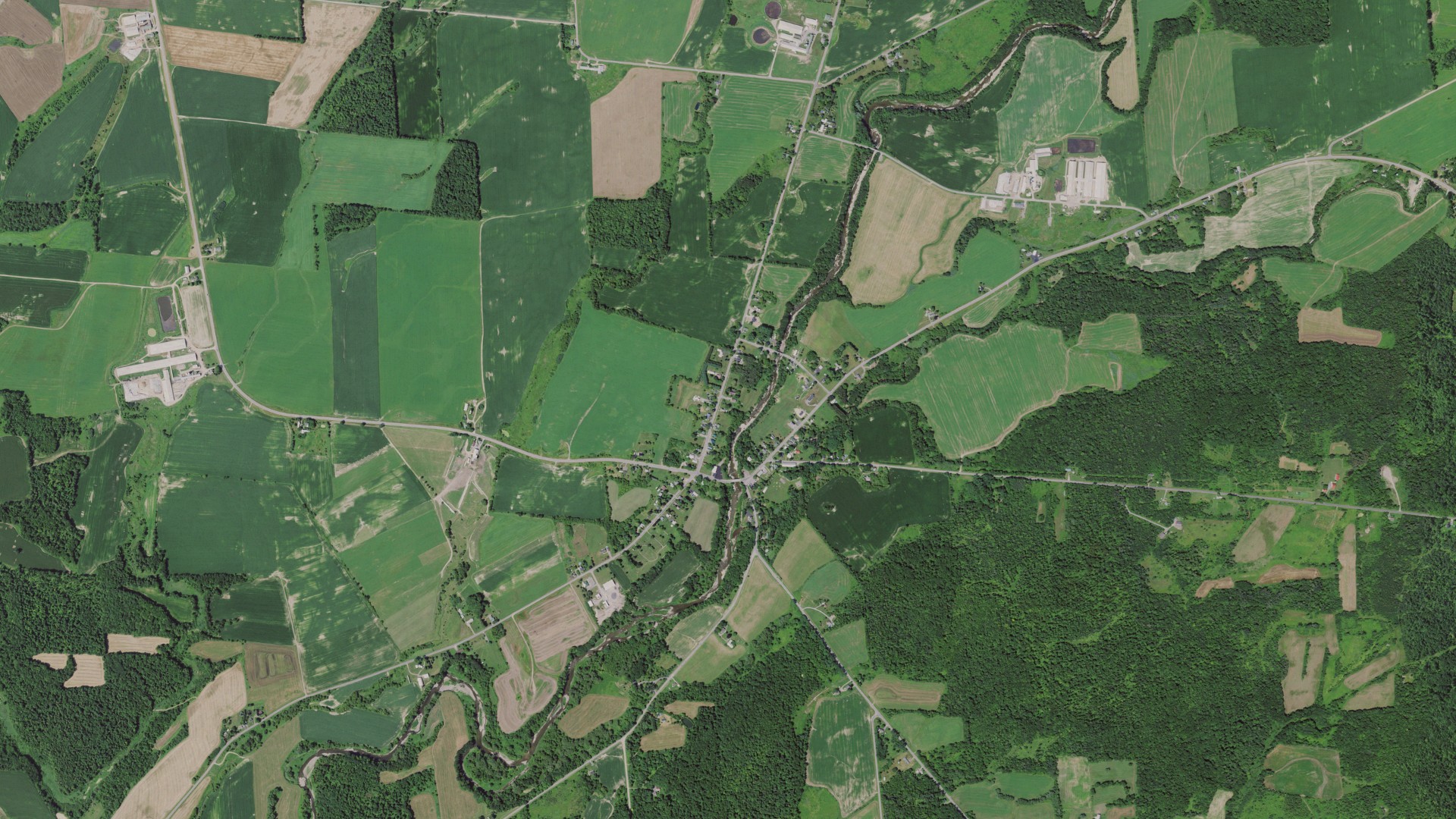 Aerial view of land around Ellisburg, New York