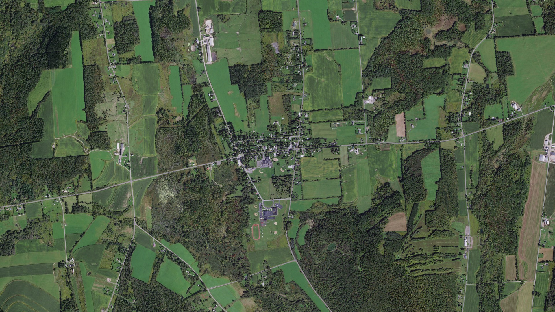 Aerial view of land around Fabius, New York